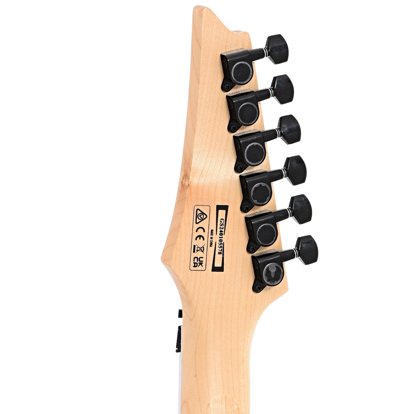 Back headstock of Ibanez Gio GRG320FA Electric Guitar, Transparent Black Sunburst