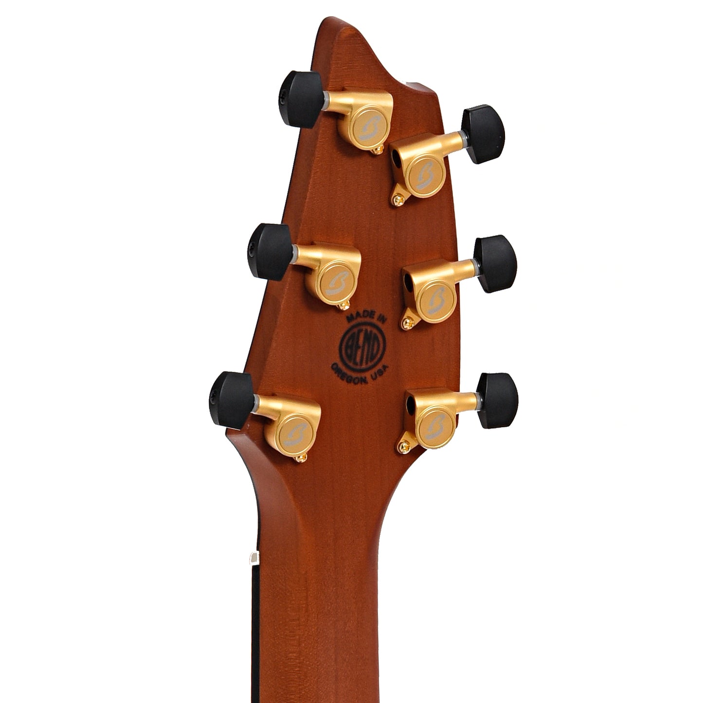 Back headstock of Breedlove Oregon Series Concert Bourbon CE Myrtlewood
