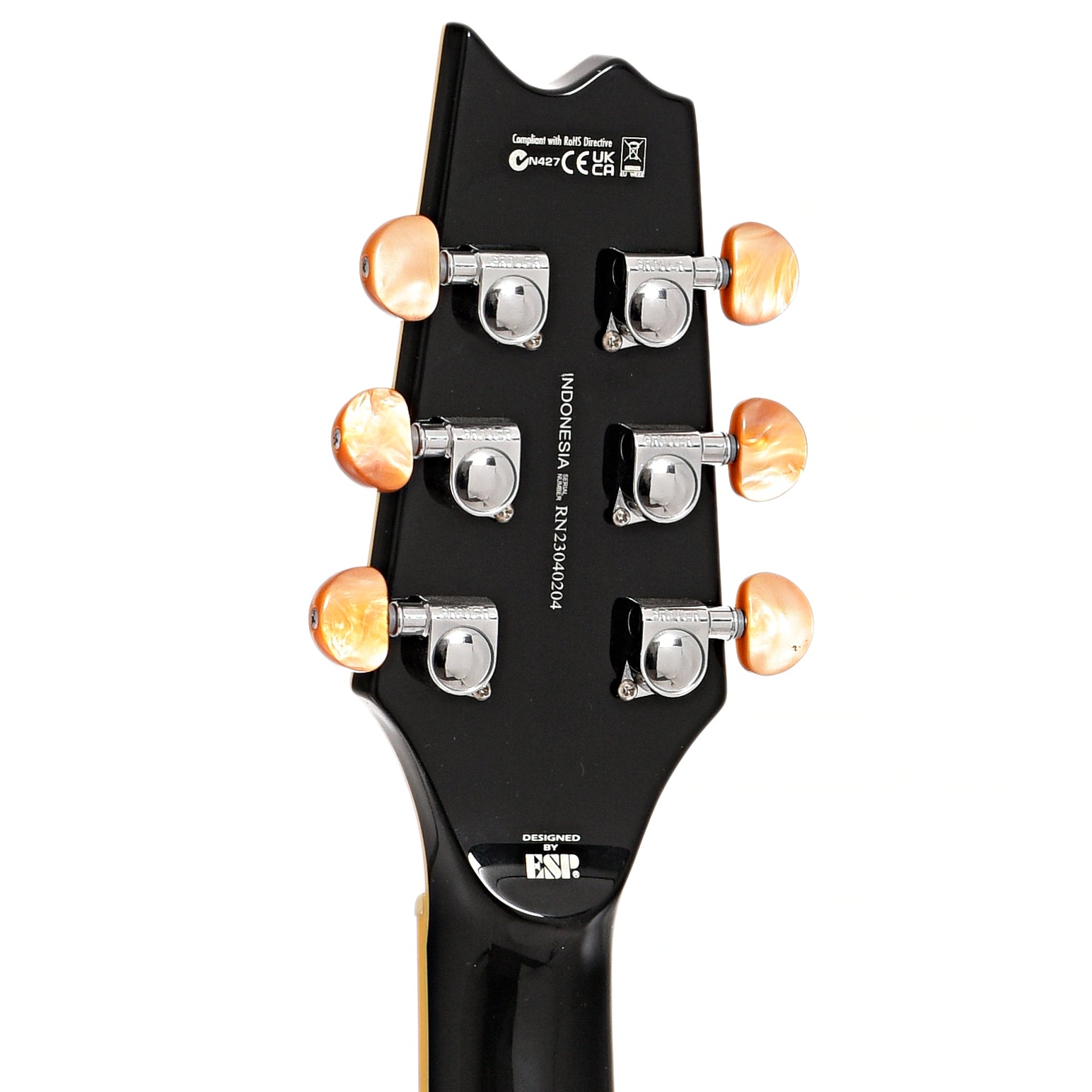 Back headstock of ESP LTD B-Stock TL-6 Acoustic-Electric Guitar, Black
