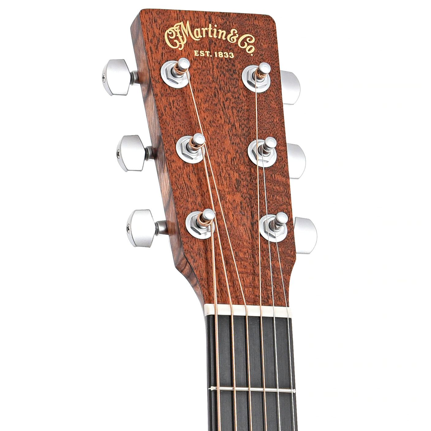 Front headstock of Martin D-X1E Mahogany Acoustic