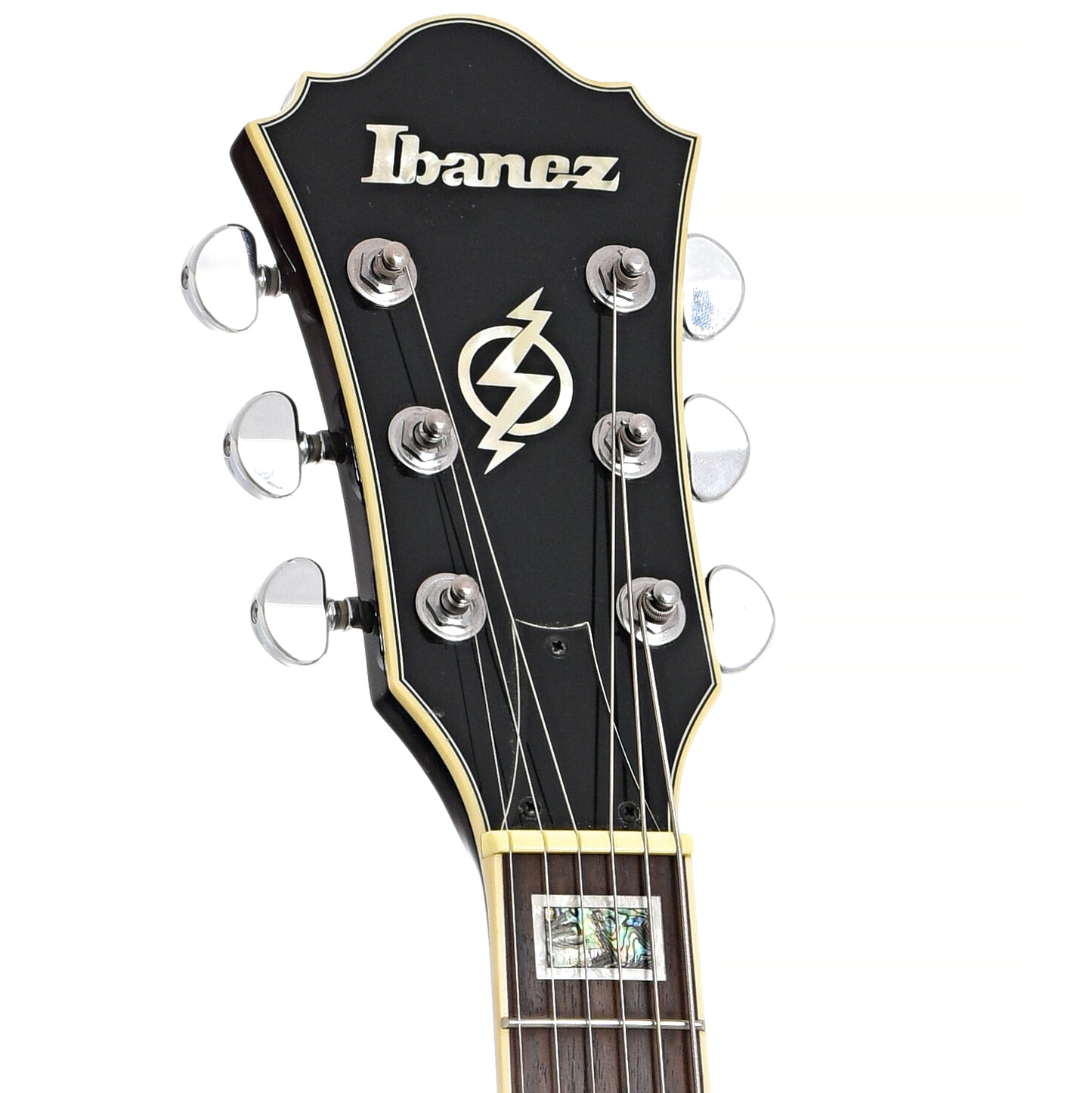 Front headstock of Ibanez Artcore AF85L Hollowbody Electric Guitar (c.2004)