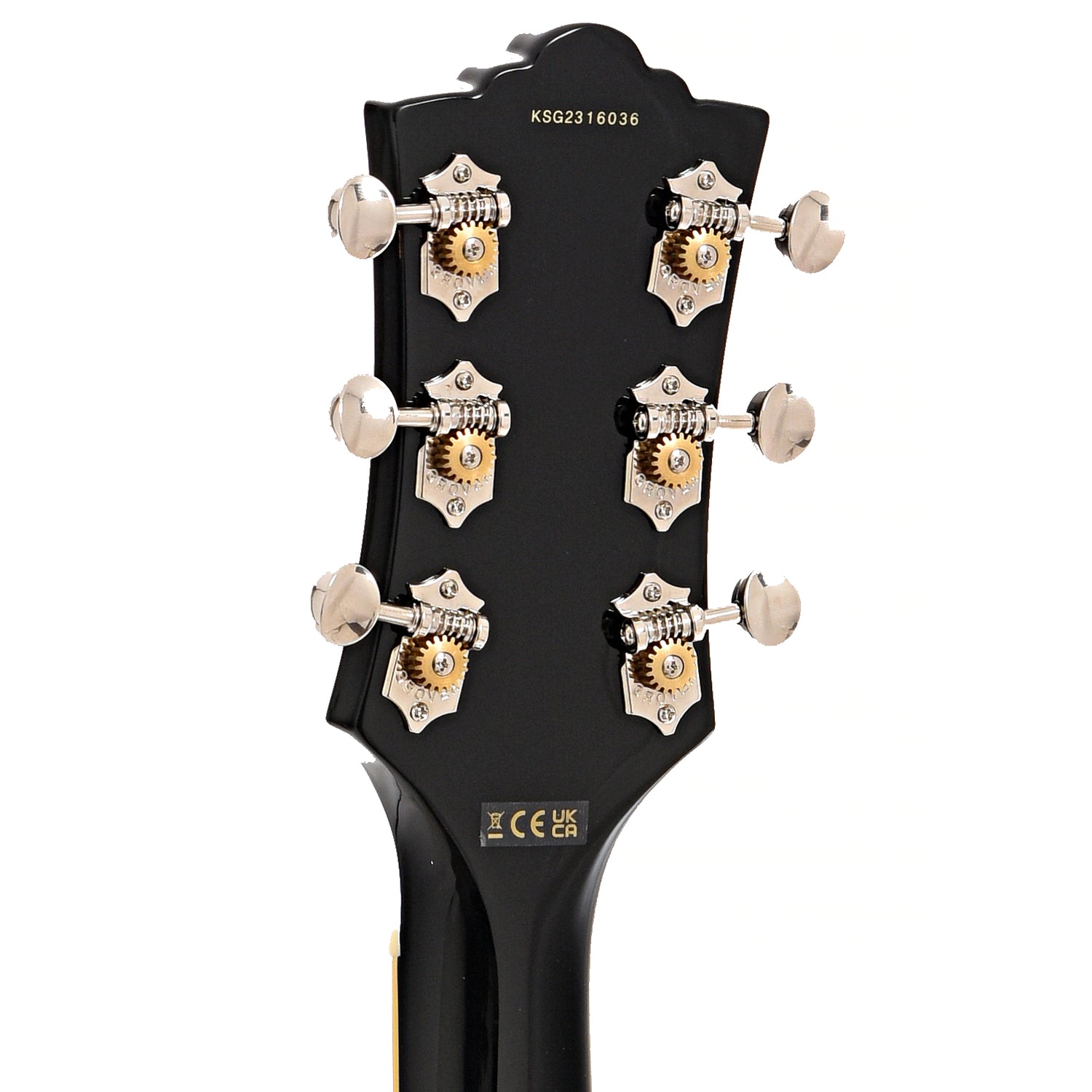 back headstock of Guild Newark St. Collection M-75 Aristocrat Hollow Body Archtop Guitar, Limited Edition Black Finish