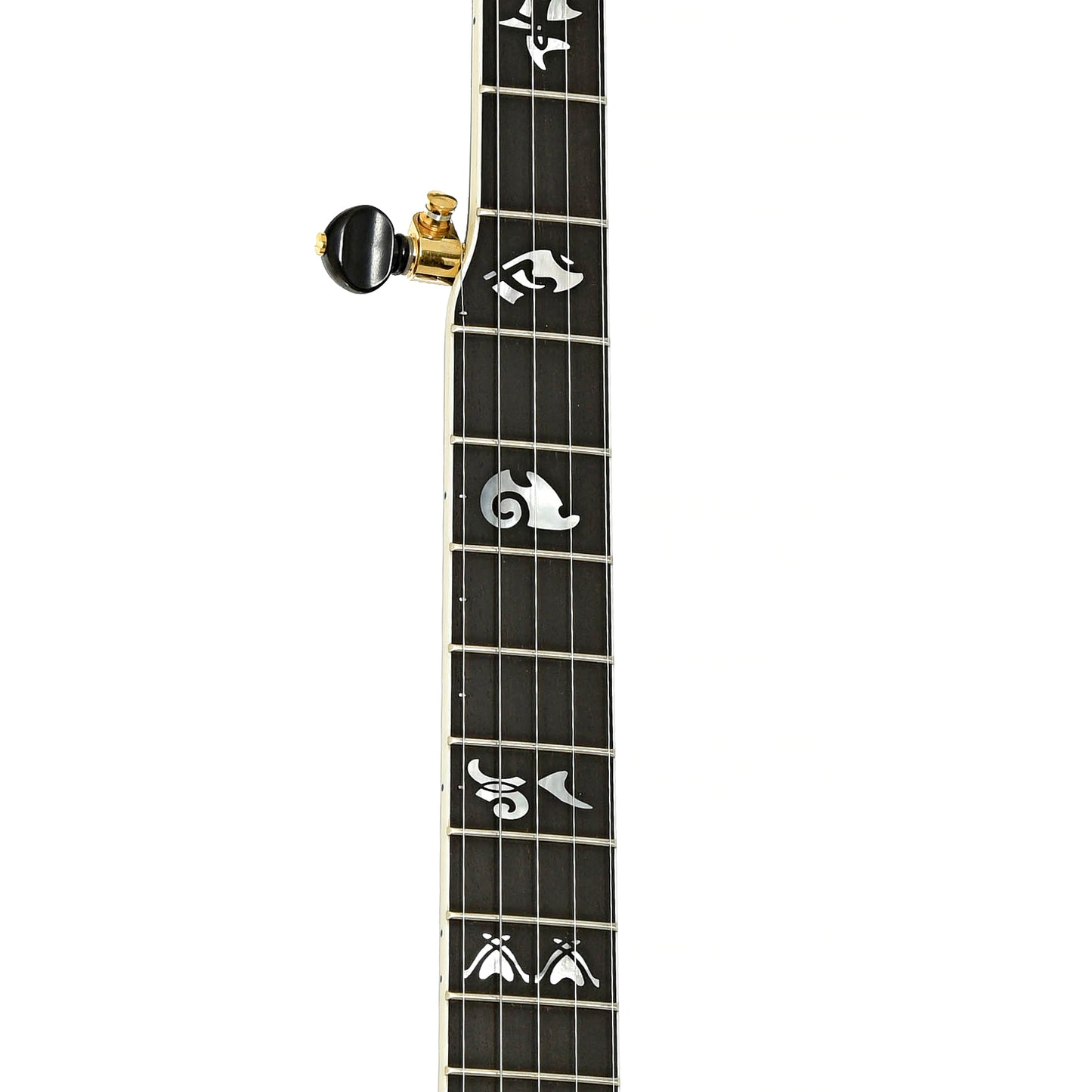 Fretboard of Capek Allegoria Gold Banjo & Case, Flame Maple