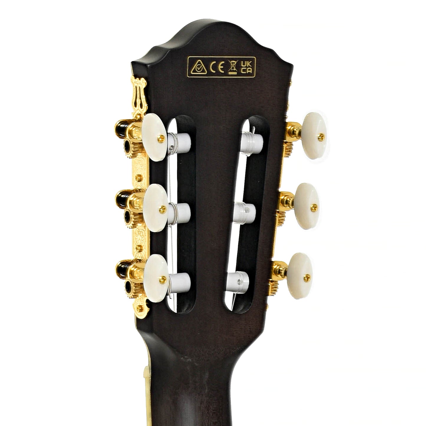 Tuners of Ibanez TOD10NL Tim Henson Signature Acoustic-Electric Nylon String Guitar - Left Handed, Transparent Black Flat