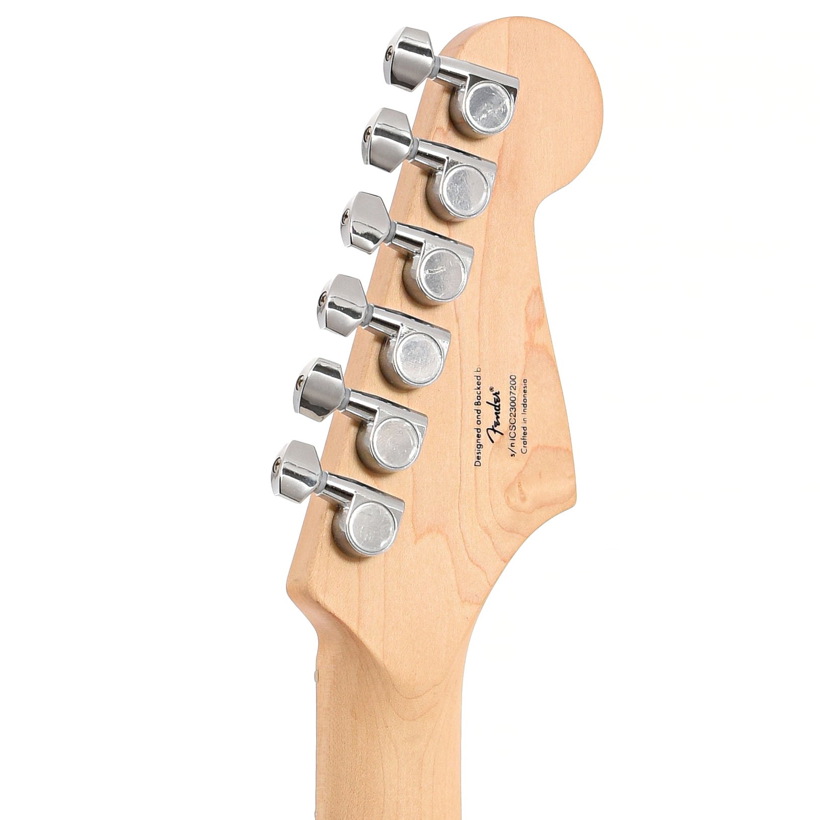 Back headstock of Squier Sonic Stratocaster, Left Handed, Black