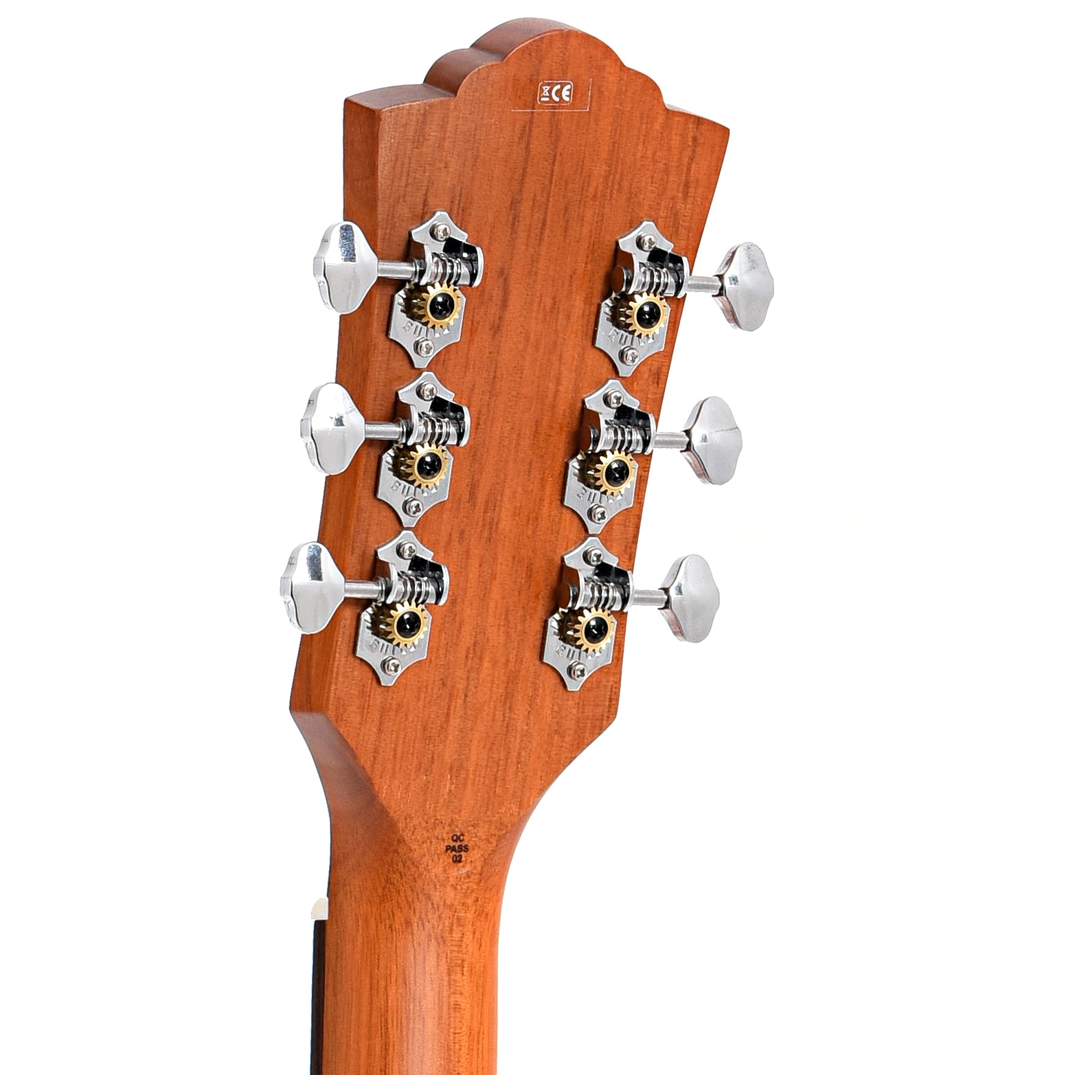 Back headstock of Guild D-240E Limited Flame Mahogany Dreadnought Guitar