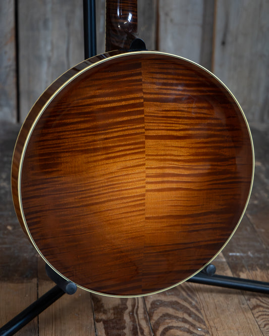 Showroom photo of back of Prucha Bat Custom Resonator Banjo (1999)