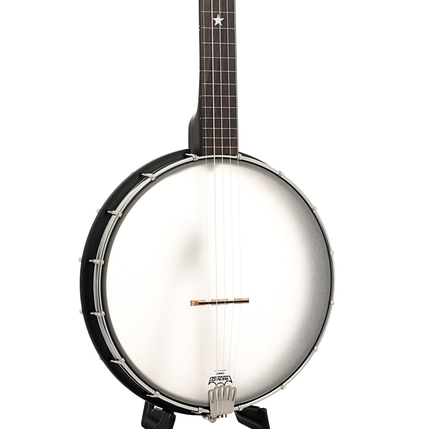 Front and side of Gold Tone AC-12FL 12" Fretless Openback Banjo 