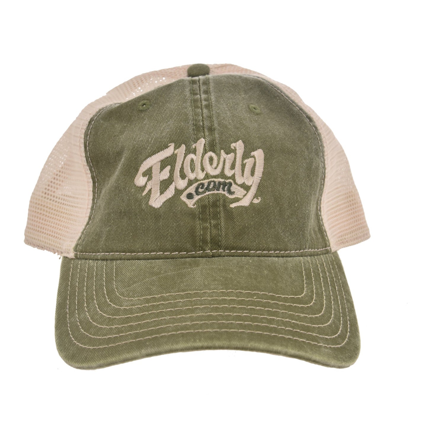 Front of Elderly Logo Hat, Olive