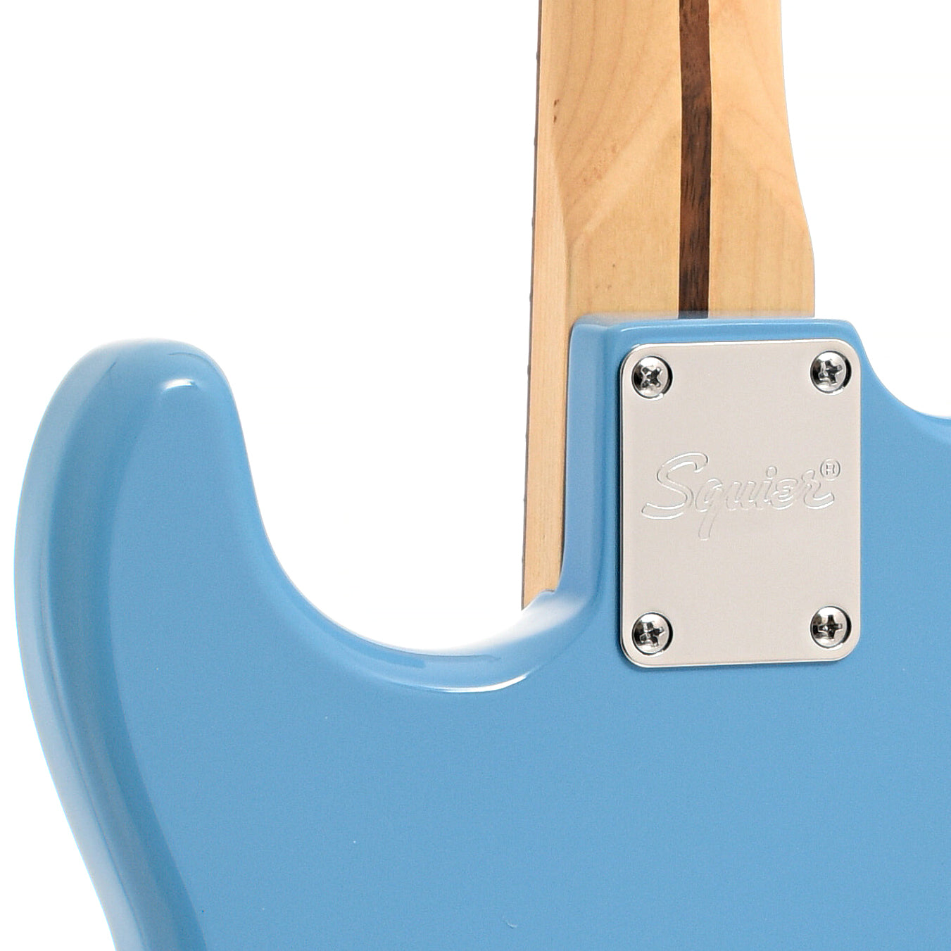 Neck joint of Squier Sonic Stratocaster, California Blue