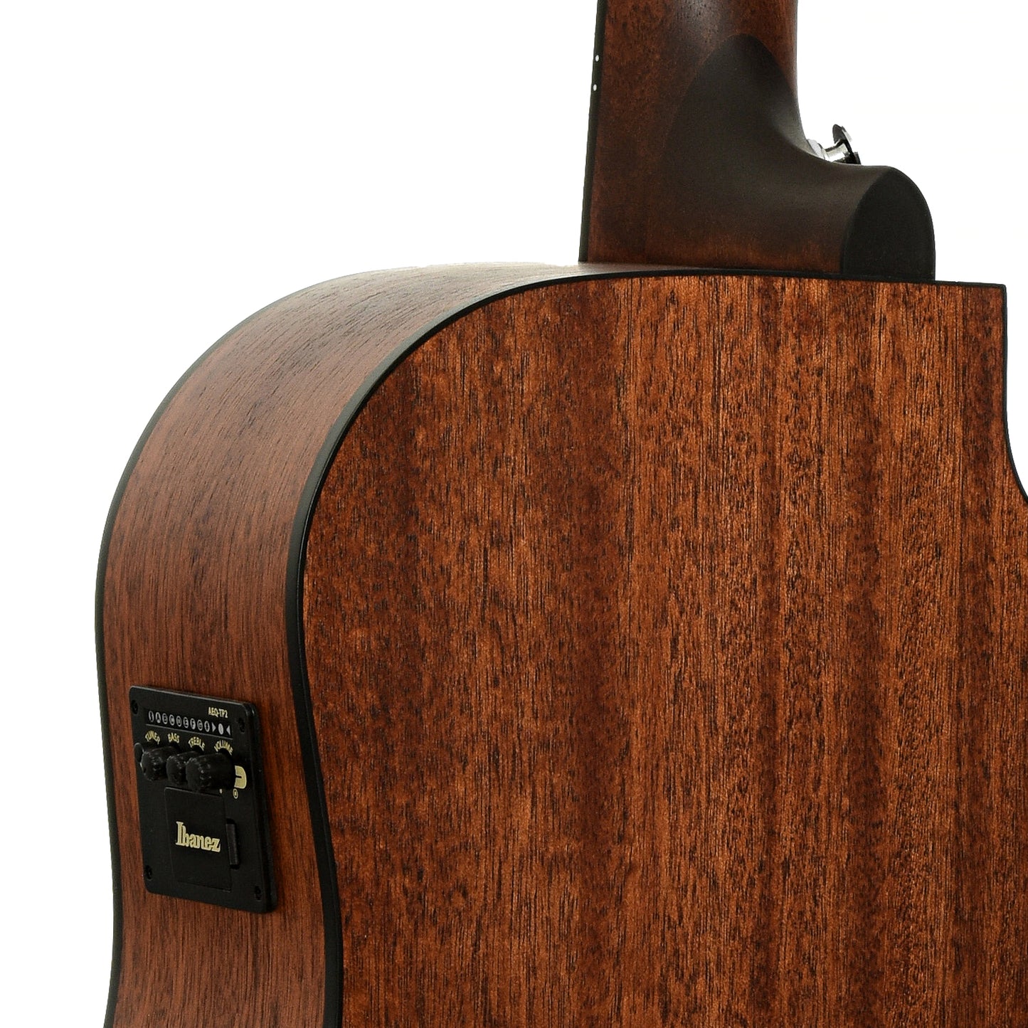 Neck joint of Ibanez AW54LCE Artwood Left-Handed Dreadnought Acoustic-Electric, Open Pore Natural