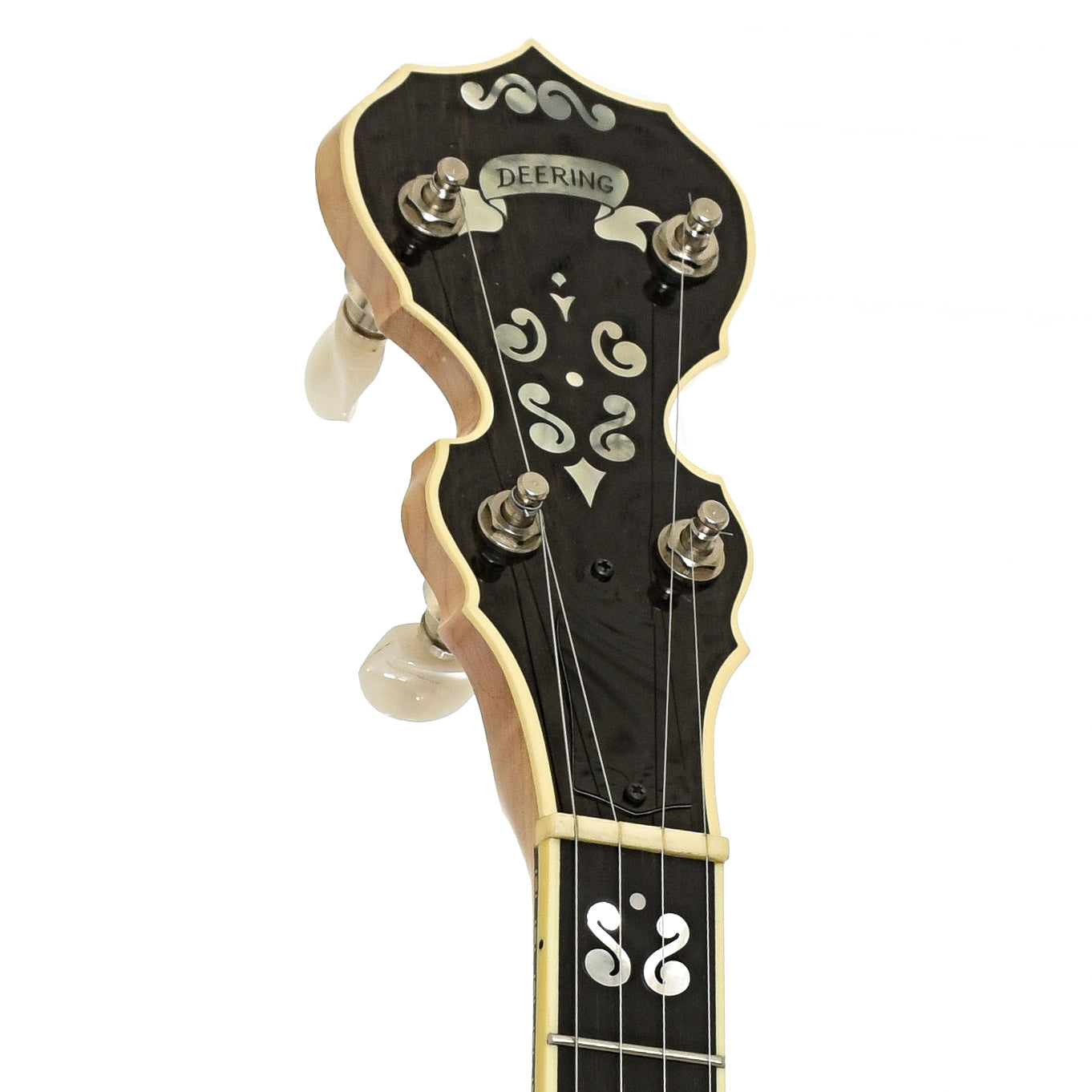 Headstock of Deering Calico Resonator Banjo