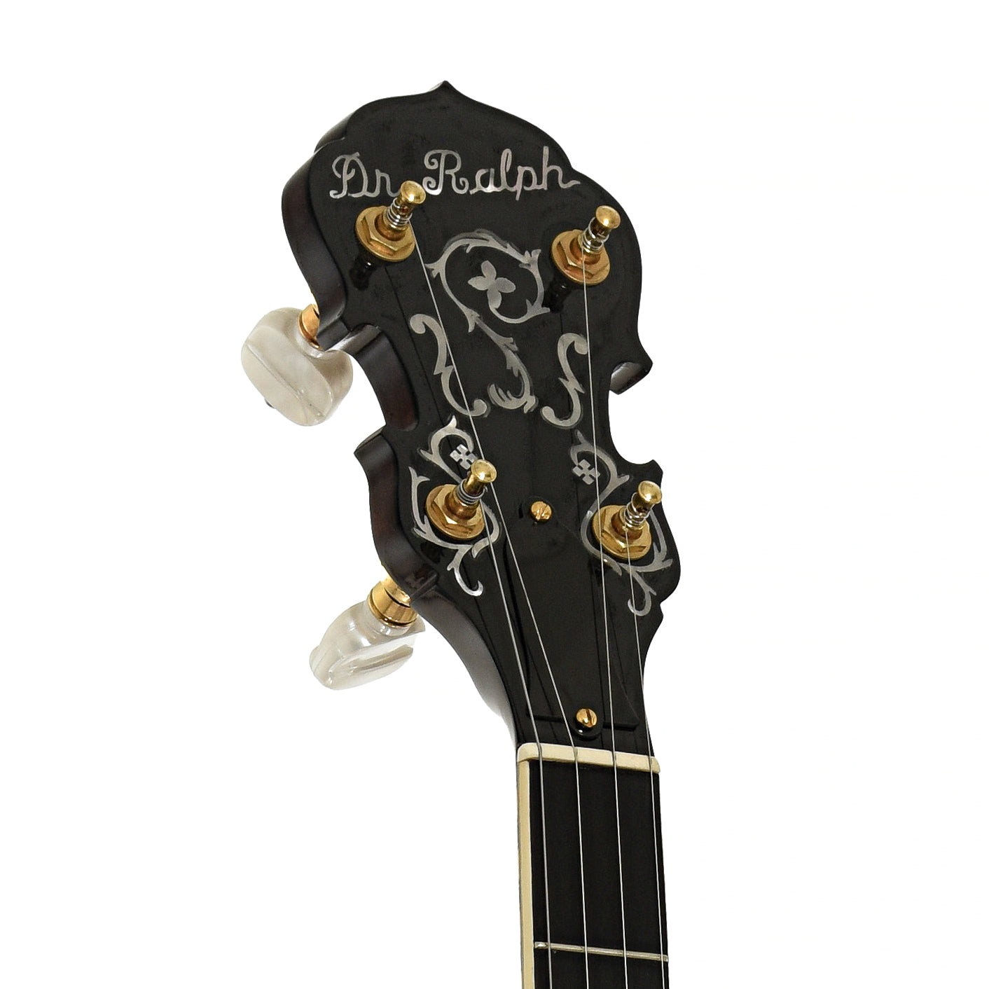 Headstock of Frank Neat Stanleytone Hills of Home Resonator Banjo
