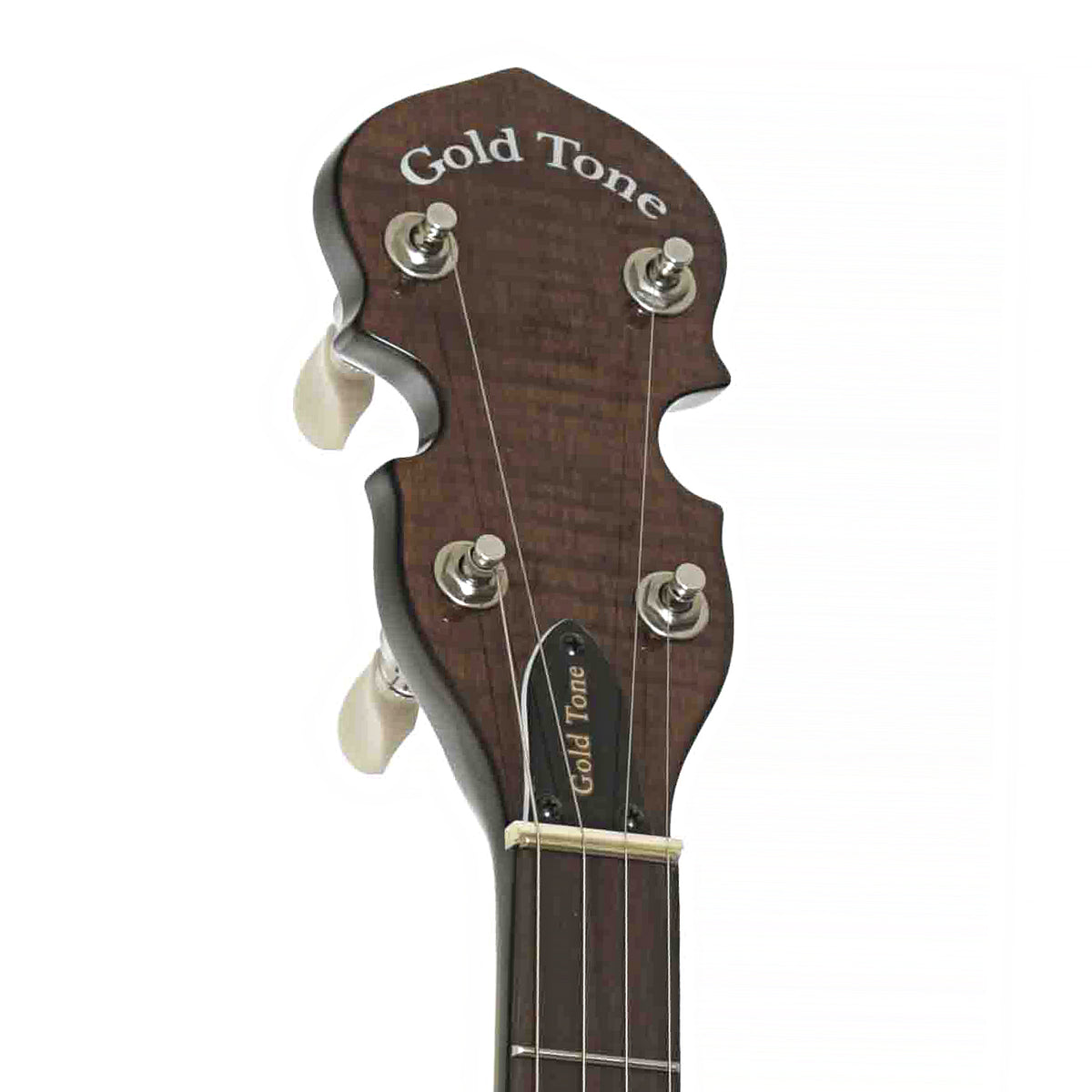Front Headstock of Gold Tone CC-100R+ Cripple Creek Acoustic-Electric Resonator Banjo & Gigbag