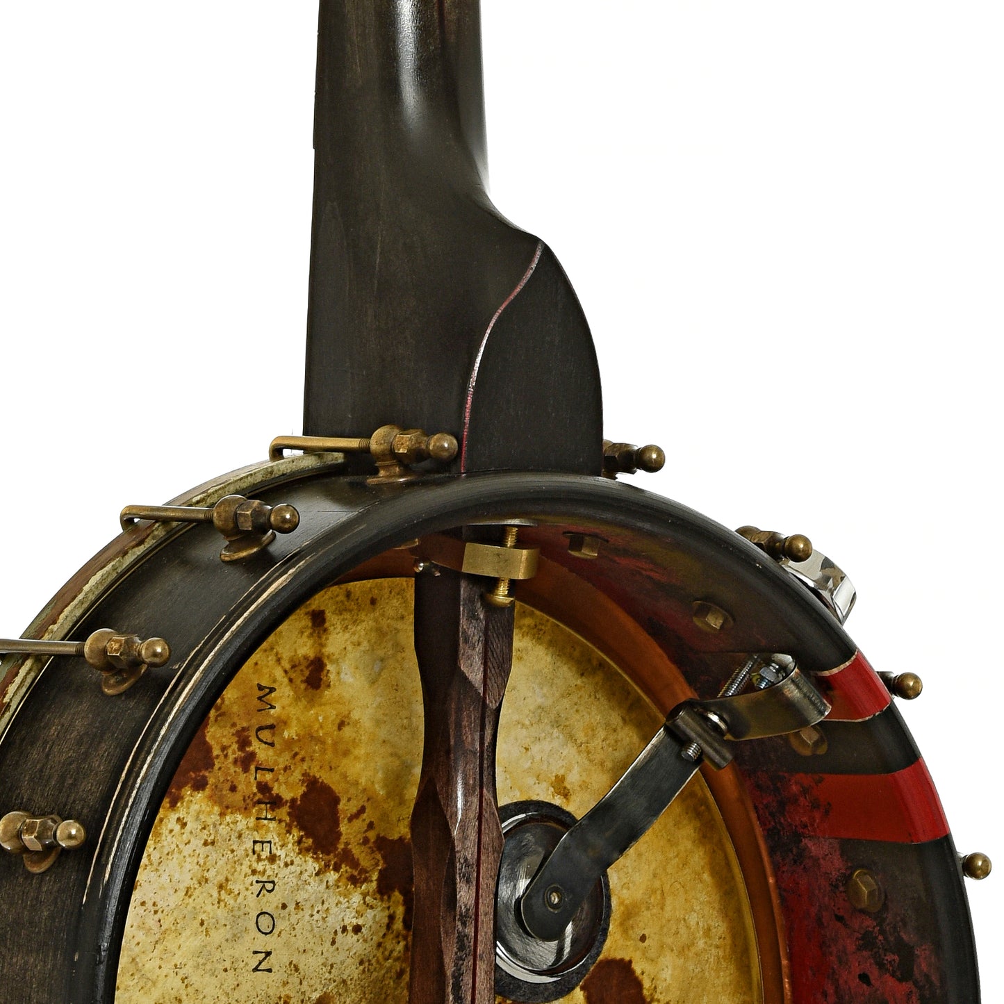 Neck joint of Mulheron Little Red Rooster Custom Open Back Banjo 