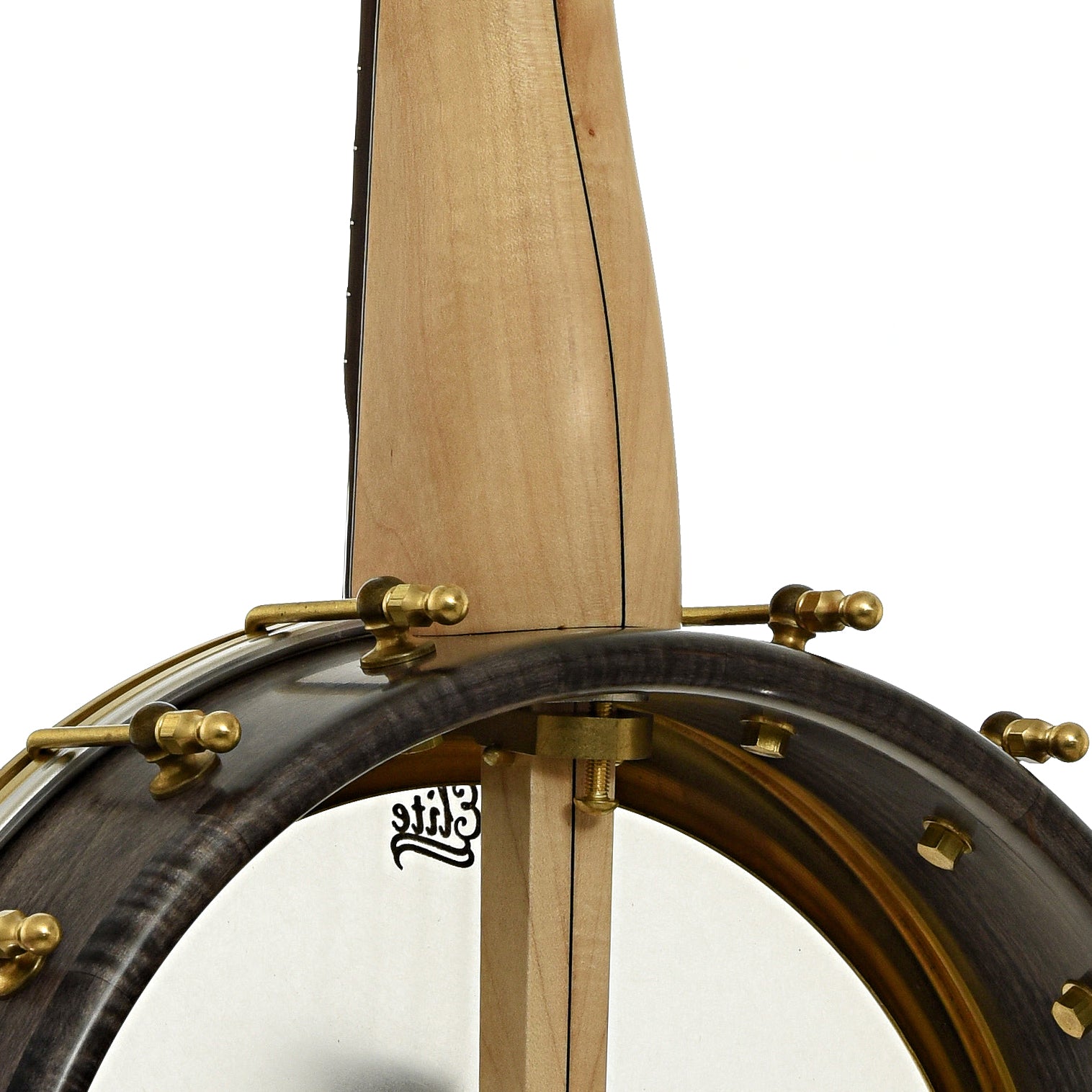 Neck joint of Chuck Lee Cottonwood 12" Openback Banjo #873