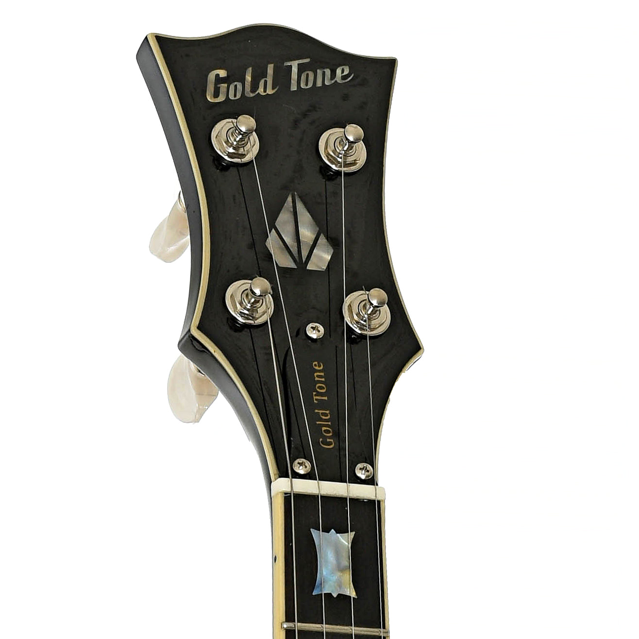 Headstock of Gold Tone Mastertone OB-2 Bowtie Banjo