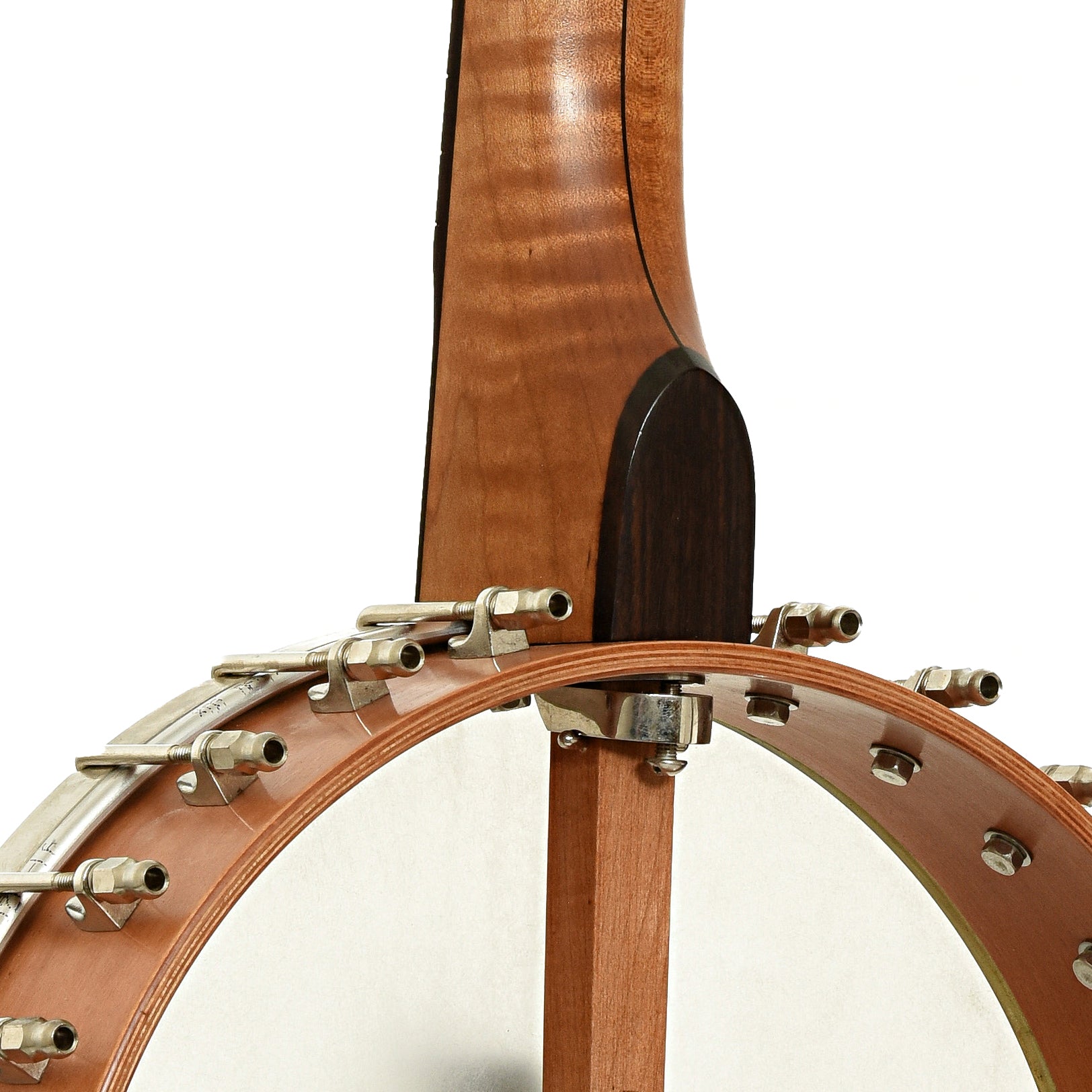 Neck joint of Mike Ramsey Chanterelle Cherry Special 12" Open Back Banjo 