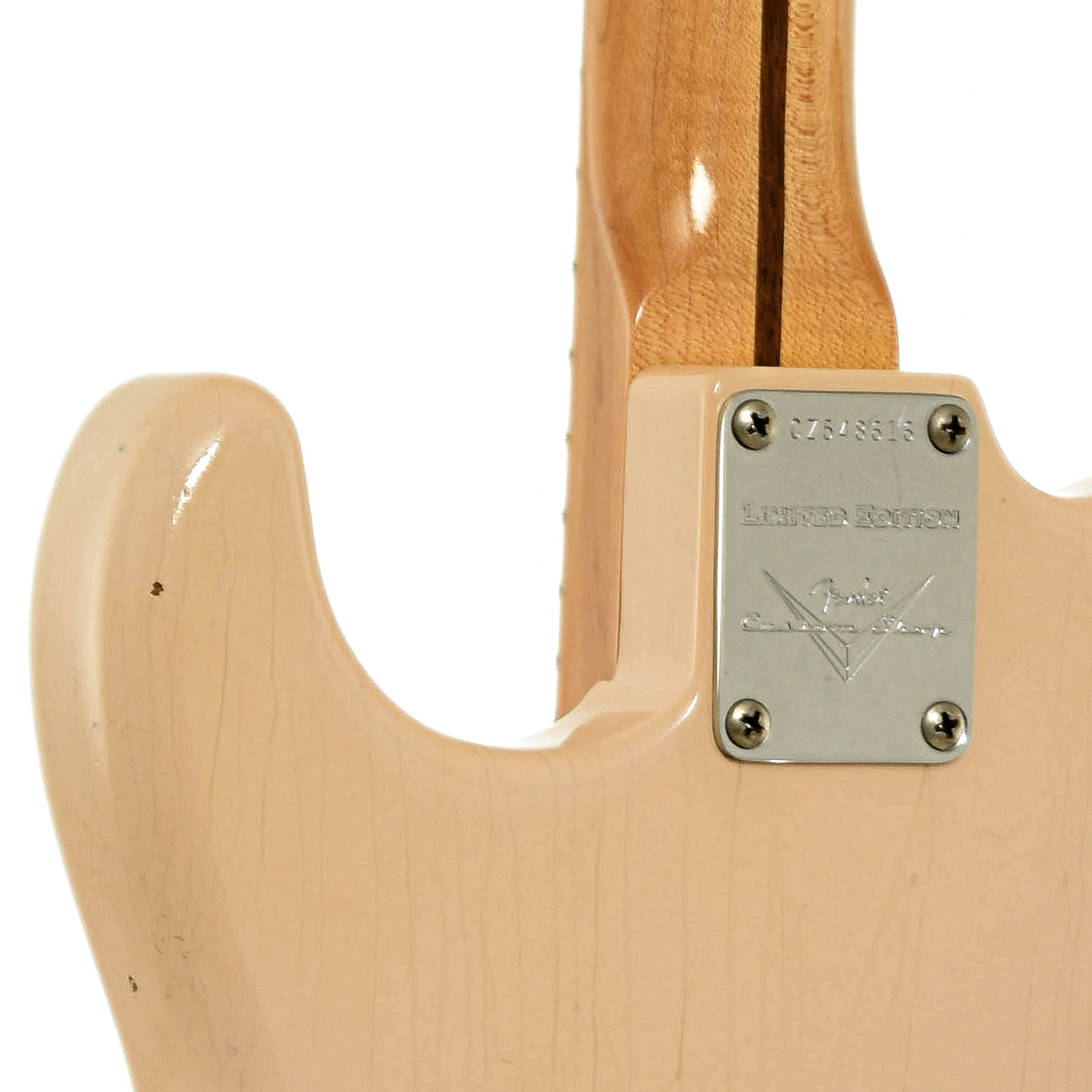 Neck joint of Fender Custom Shop Tomatillo Journeyman Stratocaster Electric Guitar