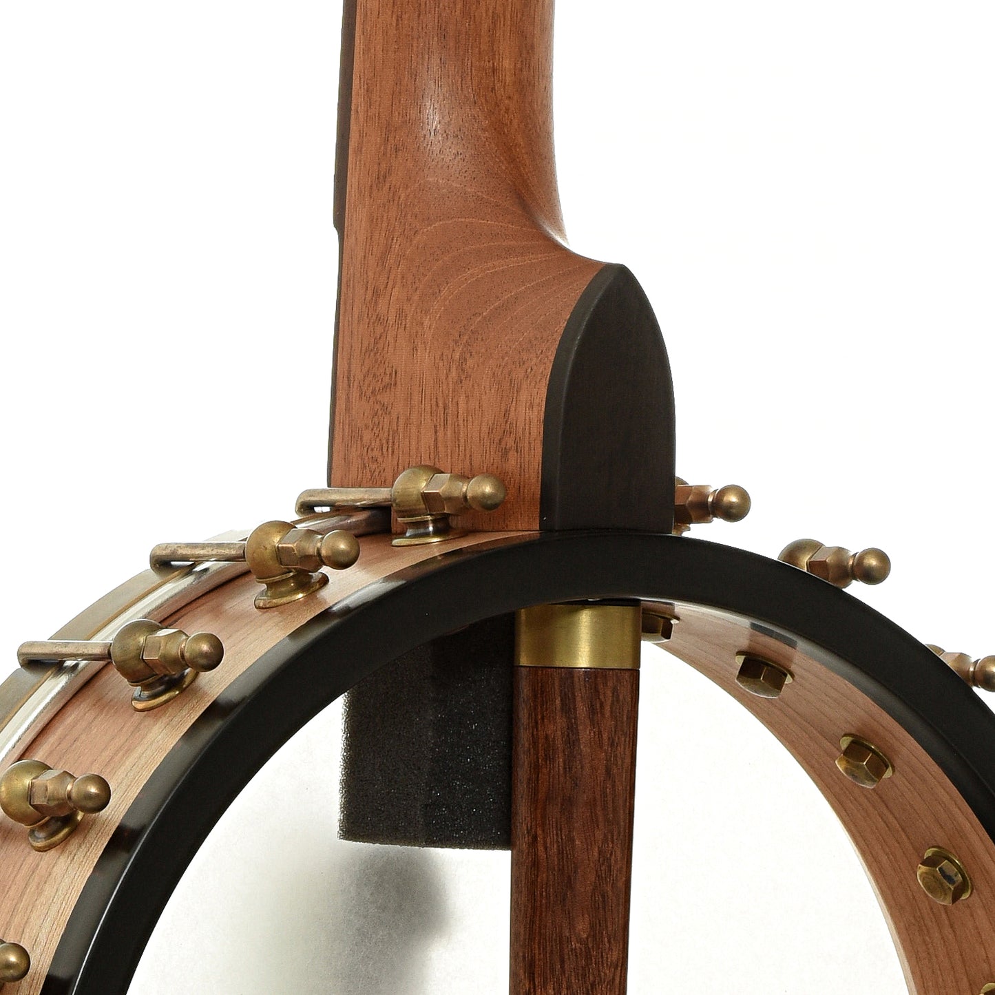 Neck joint of Ome Tupelo 11in Openback Banjo, Mahogany Neck