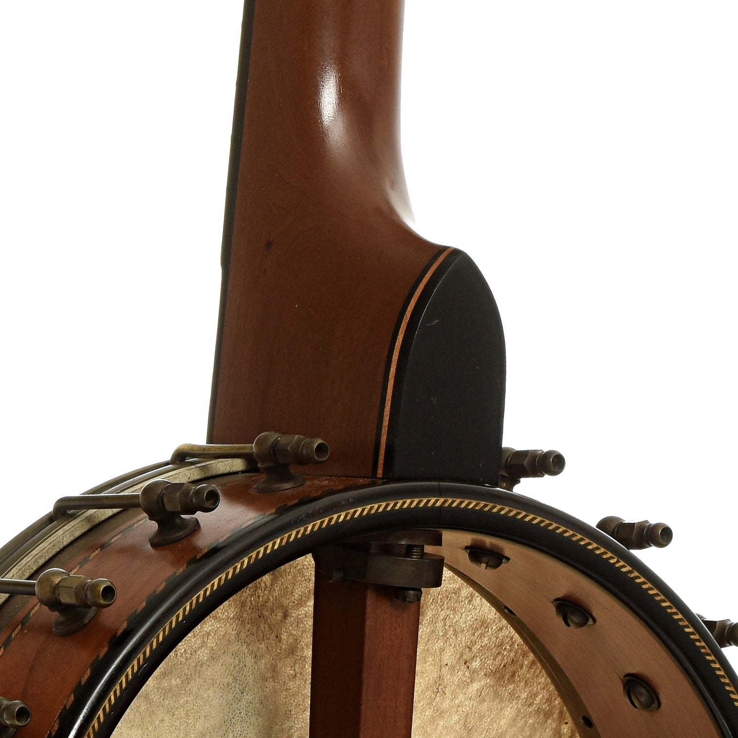 Neck joint of Arcand Black Cherry Open Back Banjo