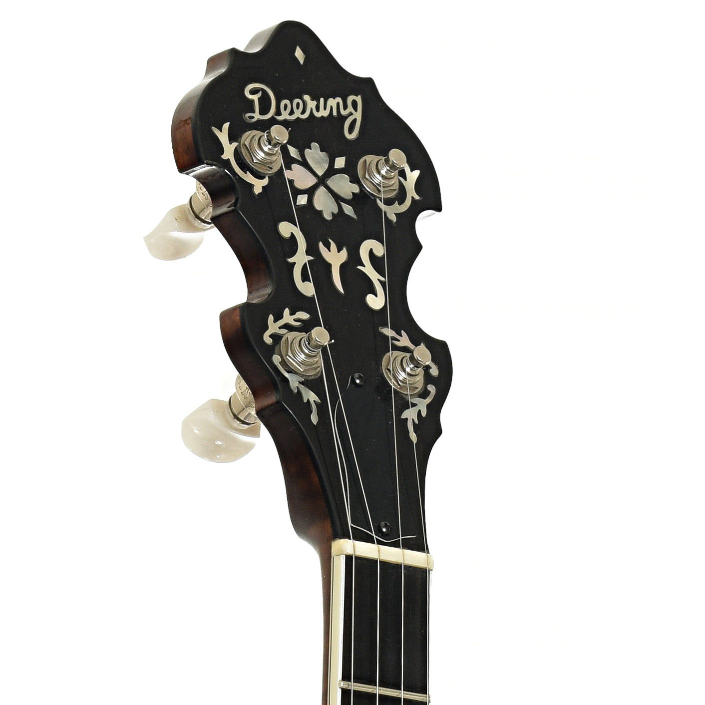 Headstock of Deering Golden Era Resonator Banjo