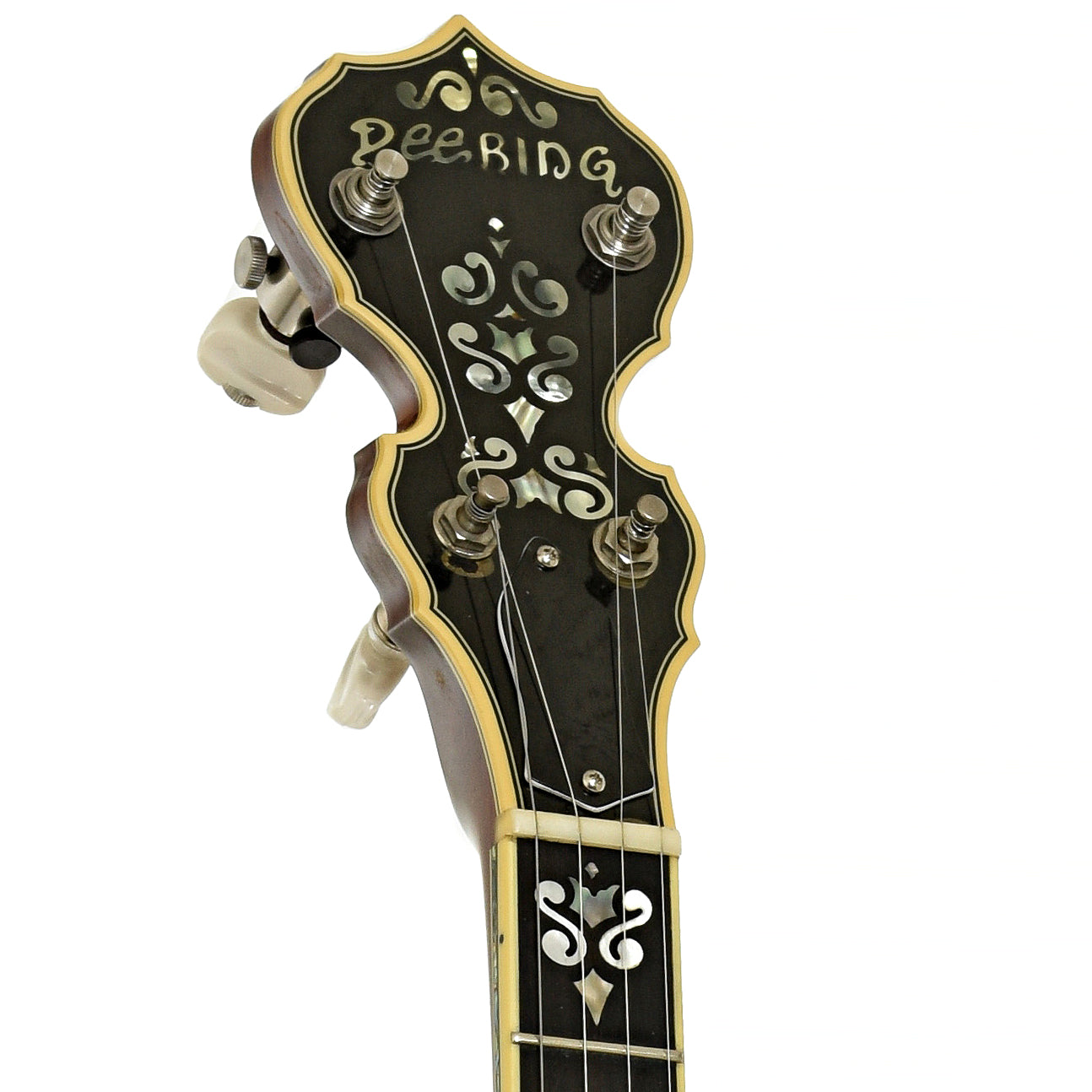 Headstock of Deering GDL Resonator Banjo 