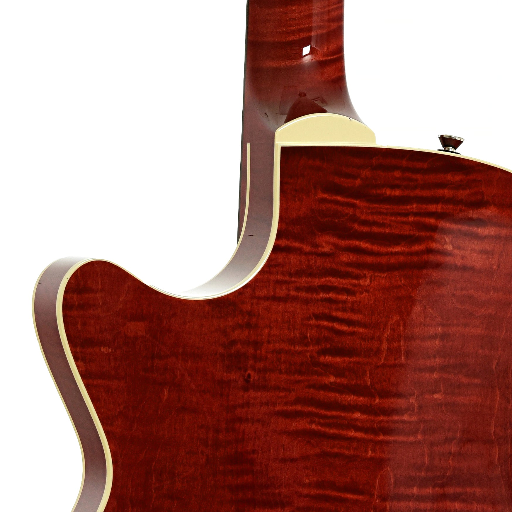 Neck joint of Collings 620 SM LC Hollowbody Electric Guitar, Dark Cherry Sunburst
