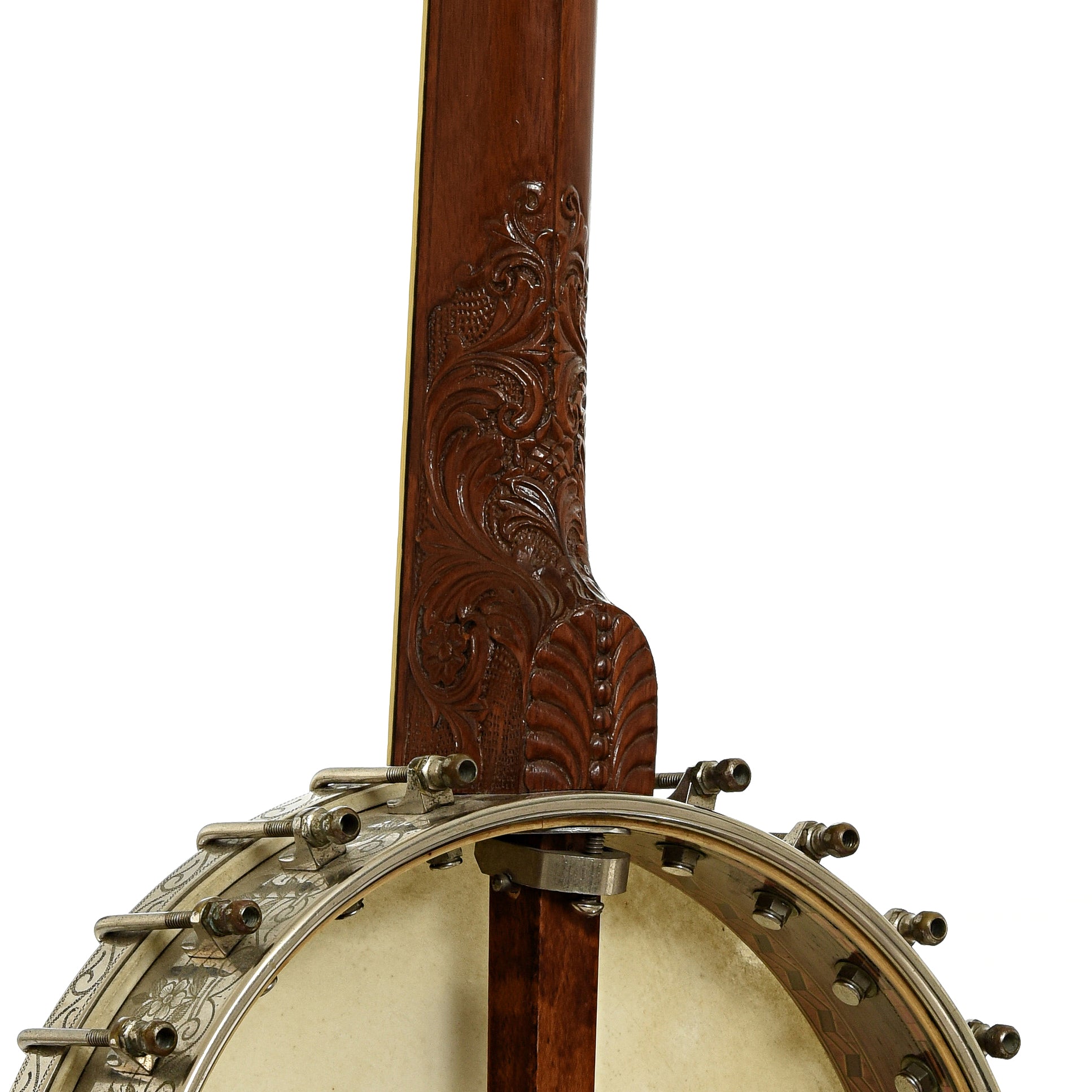 Neck joint of Doug Unger Presentation Open Back Banjo