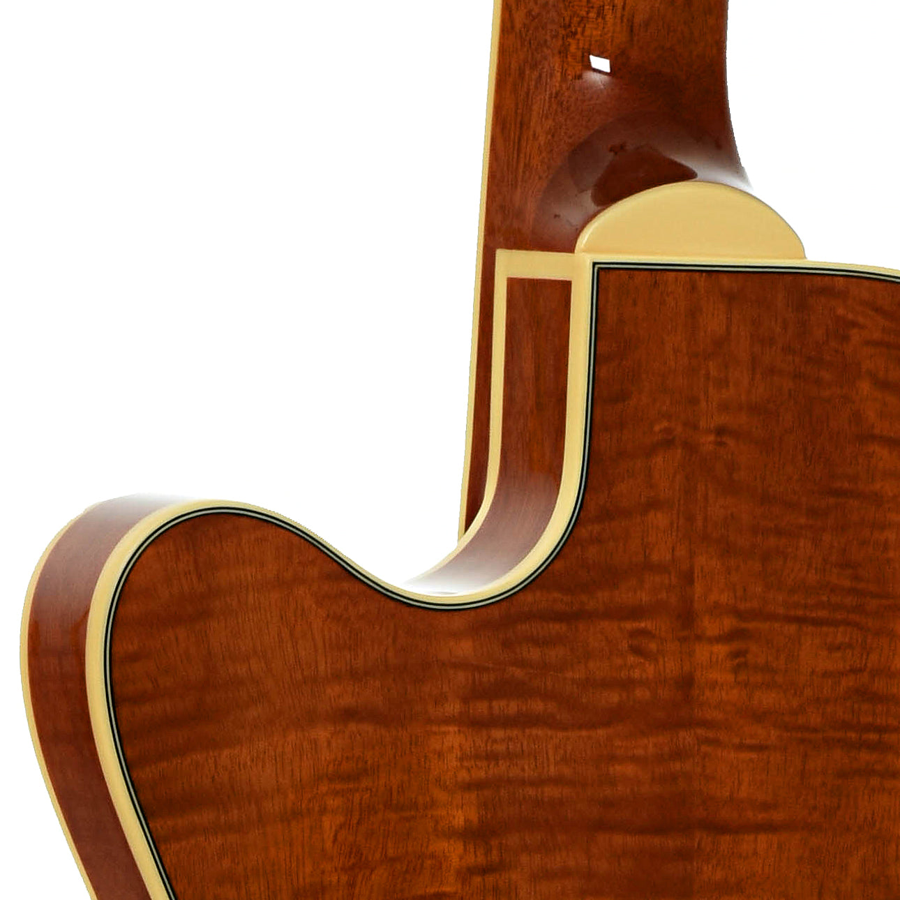 Neck joint of Gretsch Electromatic LTD Flame Okoume Broadkaster Jr. Single-Cut with Bigsby, Roundup Orange