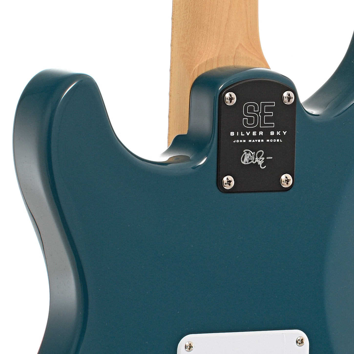 neckjoint of PRS SE Silver Sky Maple Electric Guitar, Nylon Blue