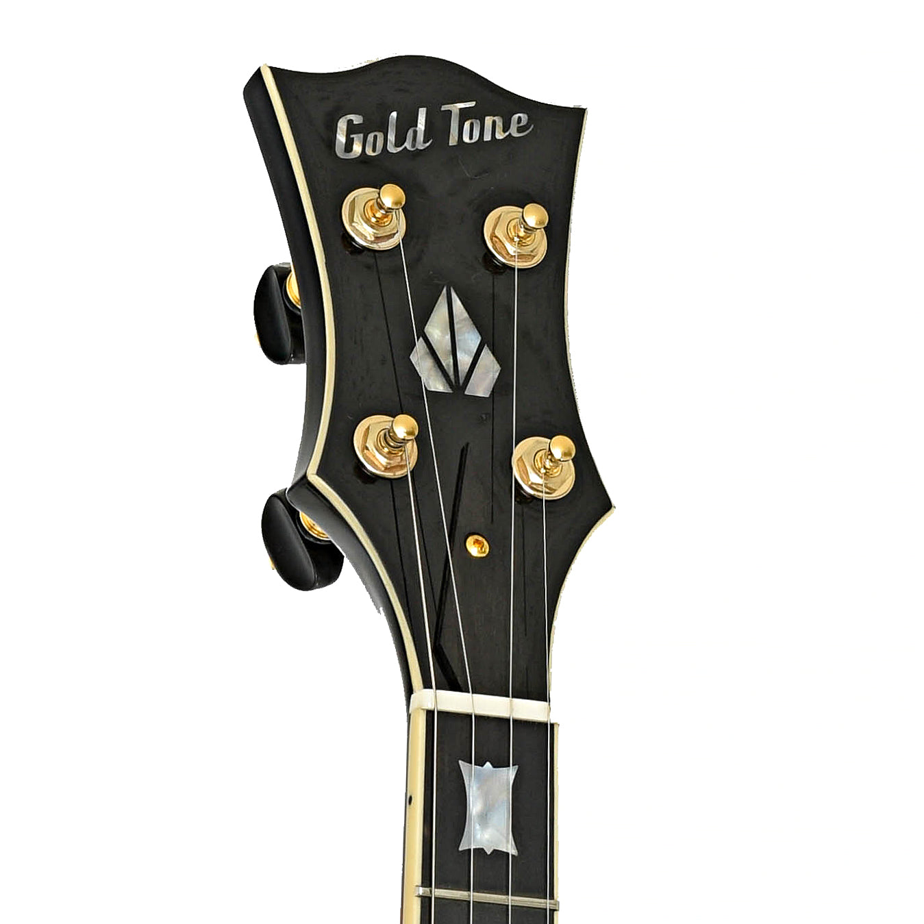 Headstock of Gold Tone OB-2 Joe Mullins Bowtie Banjo