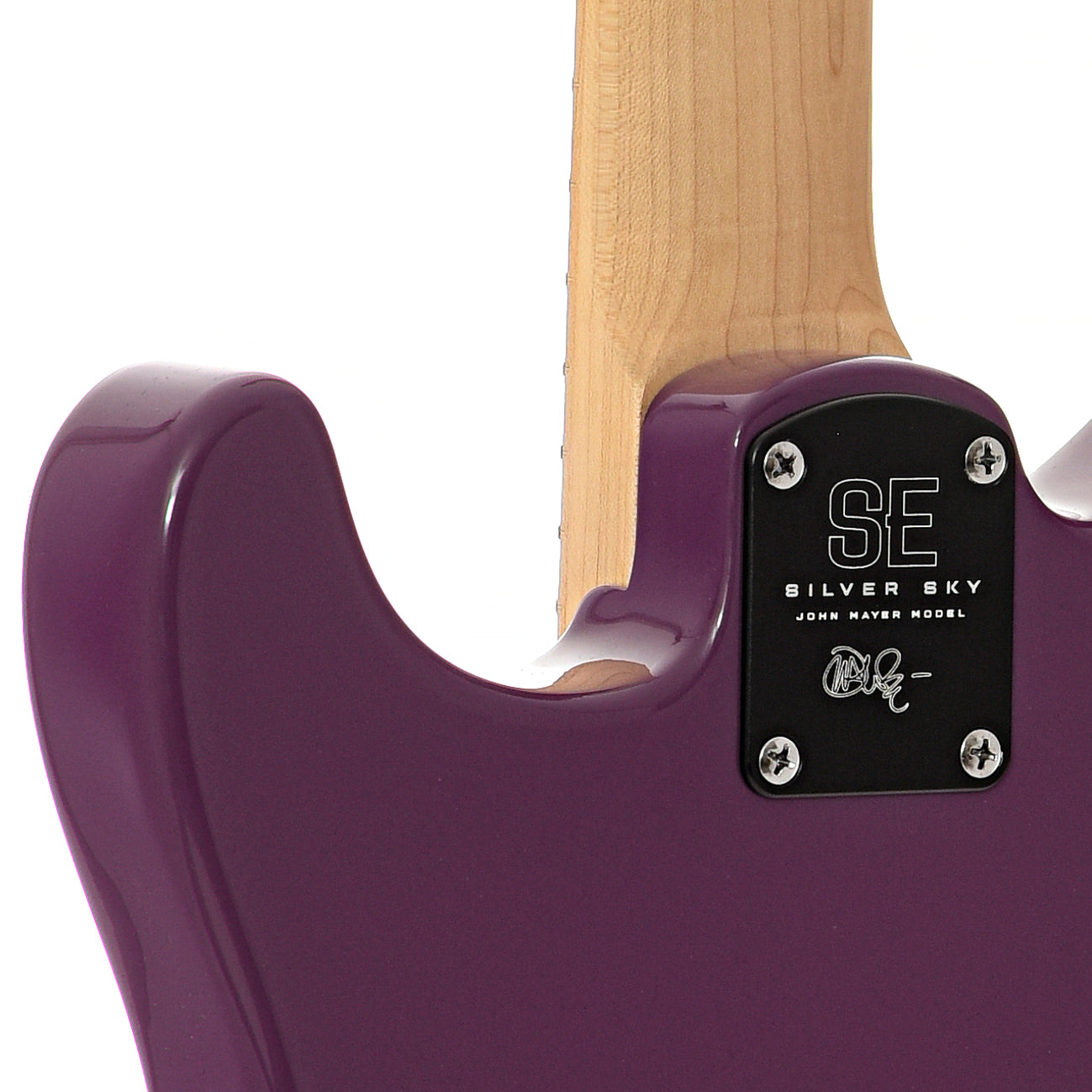 Neck joint of PRS SE Silver Sky Maple Electric Guitar, Summit Purple