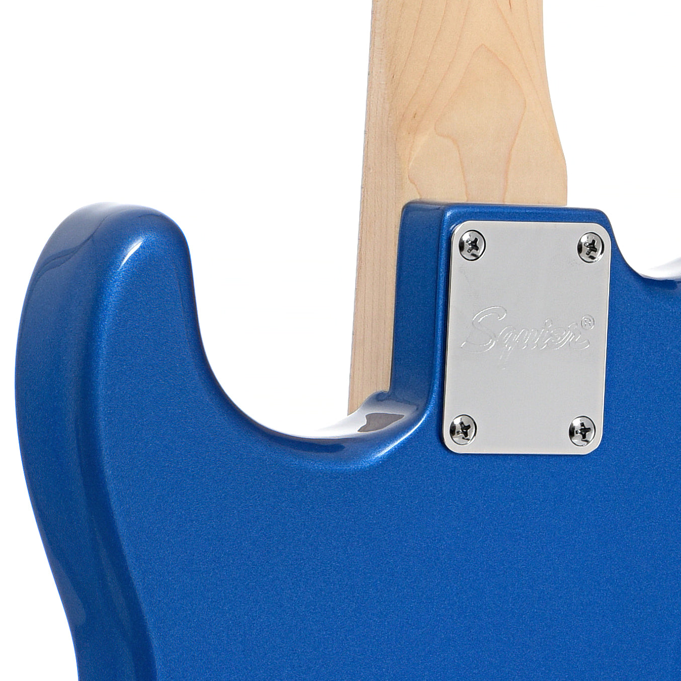 Neck joint of Squier Affinity Series Stratocaster HSS, Lake Placid Blue