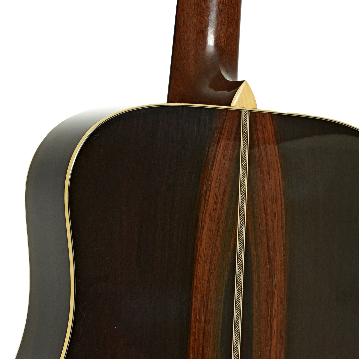 Neck joint of Pre-War Guitars Co. Herringbone Brazilian Rosewood Dreadnought Acoustic Guitar, Level 1 Aging