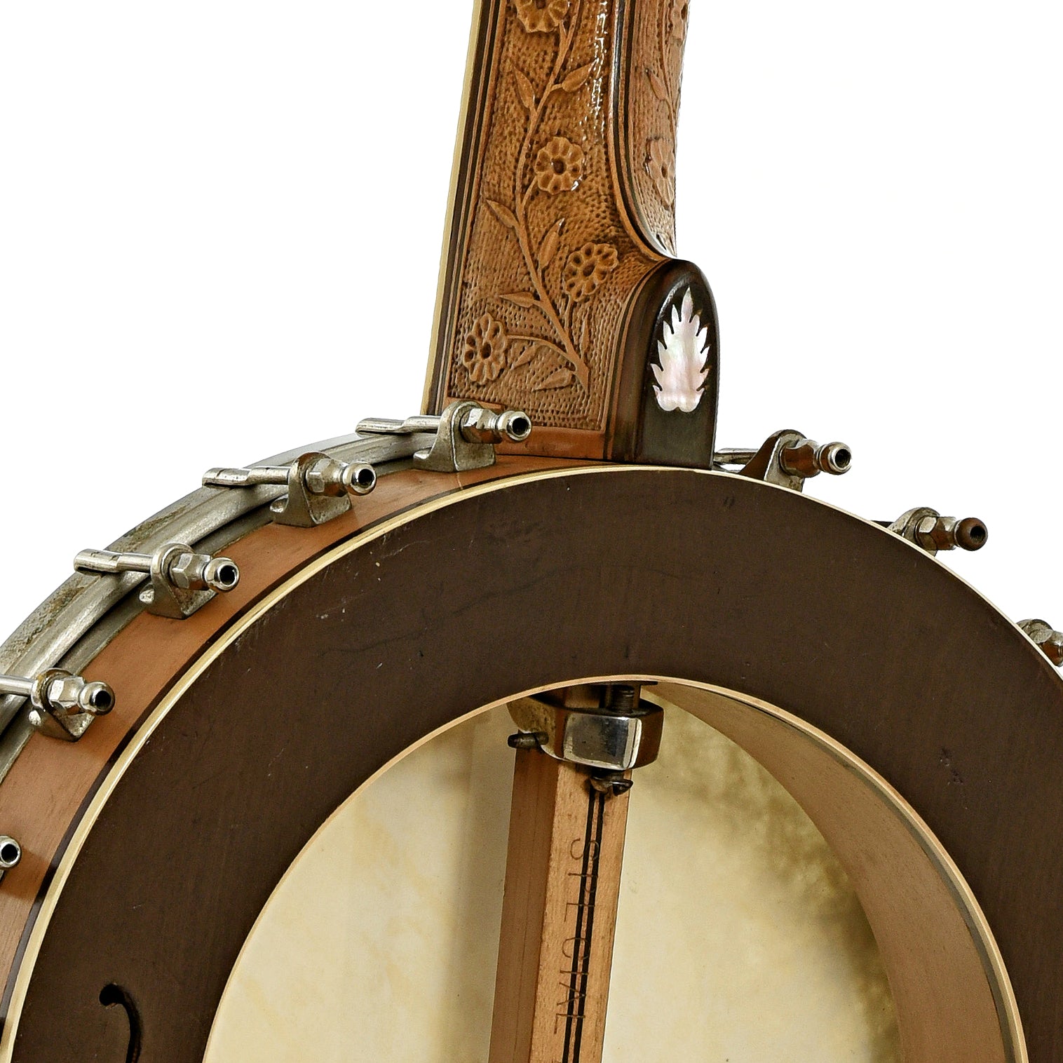 Neck joint of Bacon Special Grand Concert Open Back Banjo 