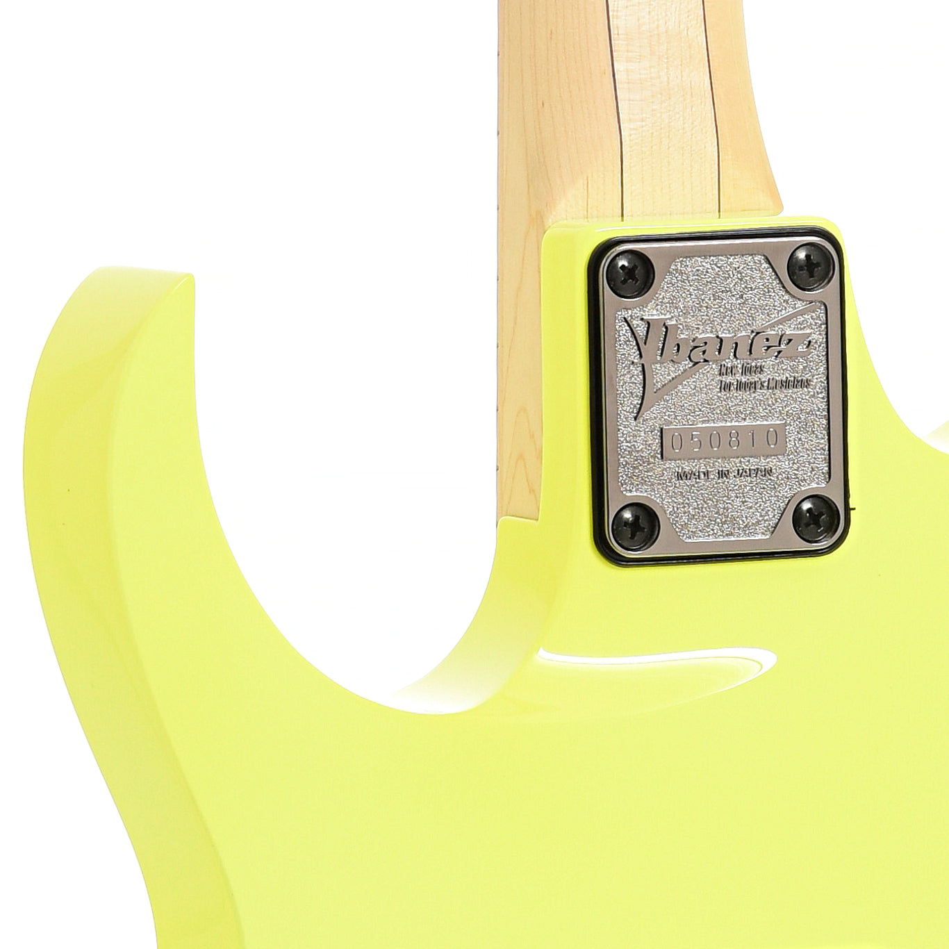 Neck joint of Ibanez RG550 Genesis Collection Electric Guitar, Desert Sun Yellow