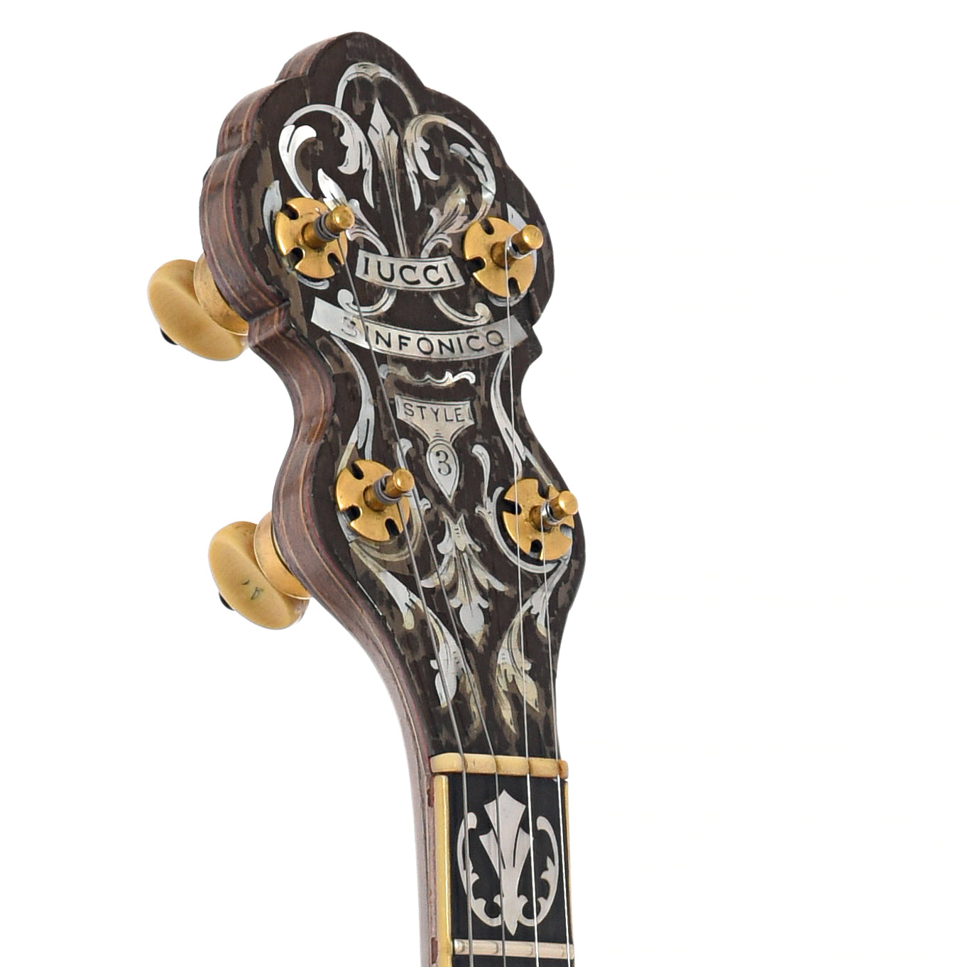 Headstock of Iucci Sinfonico Style 3 Tenor Banjo