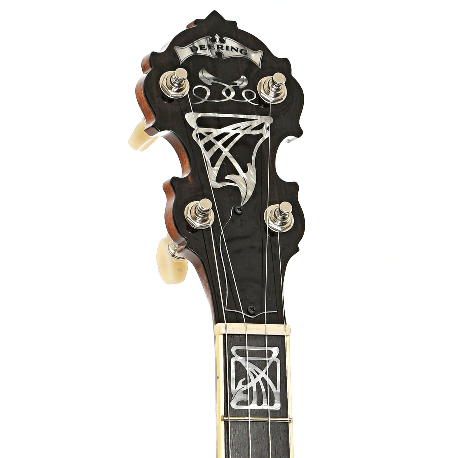 Front headstock of Deering Silver Clipper Banjo