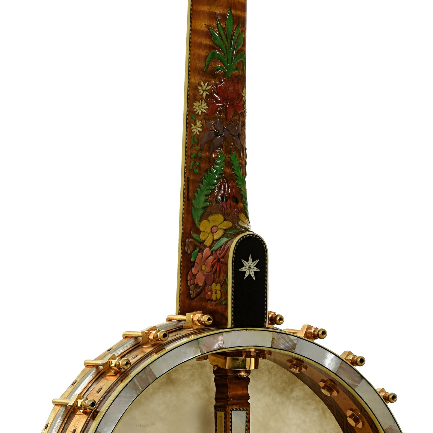 Neck joint of R.O. Buckmaster Deluxe Open Back Banjo