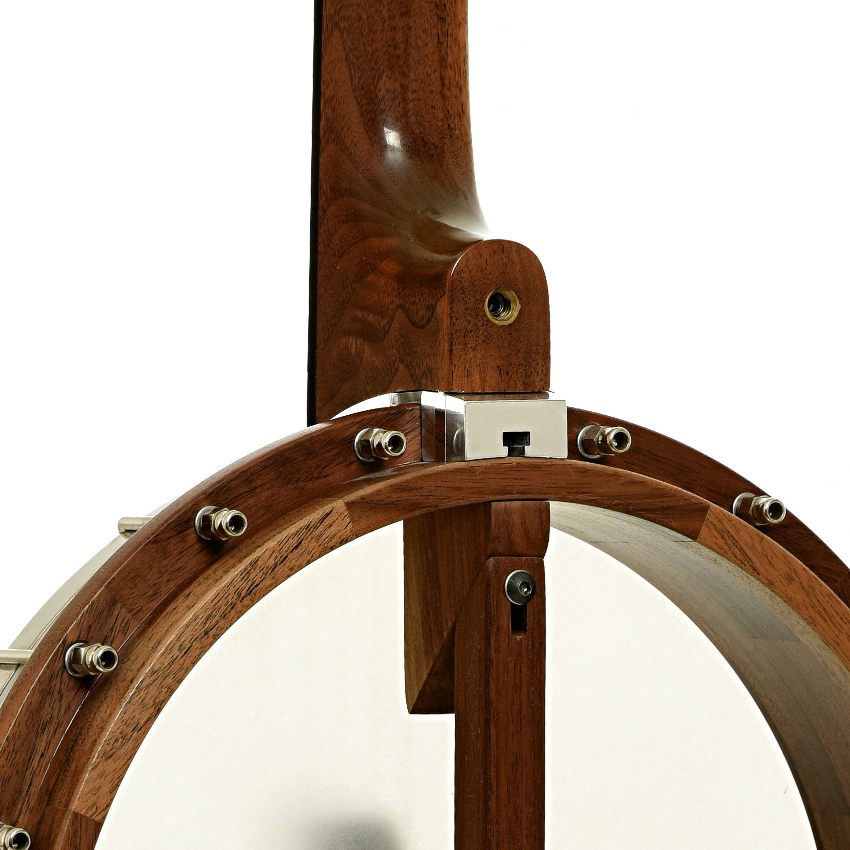 Neck joint of Nechville Atlas 12" Walnut Open Back Banjo