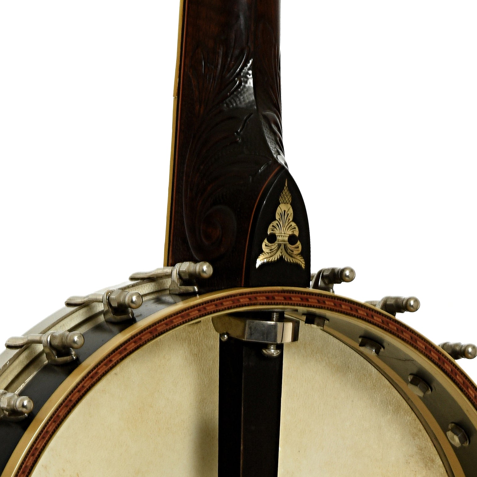 Neck joint of Fairbanks No. 0 Custom Open Back Banjo