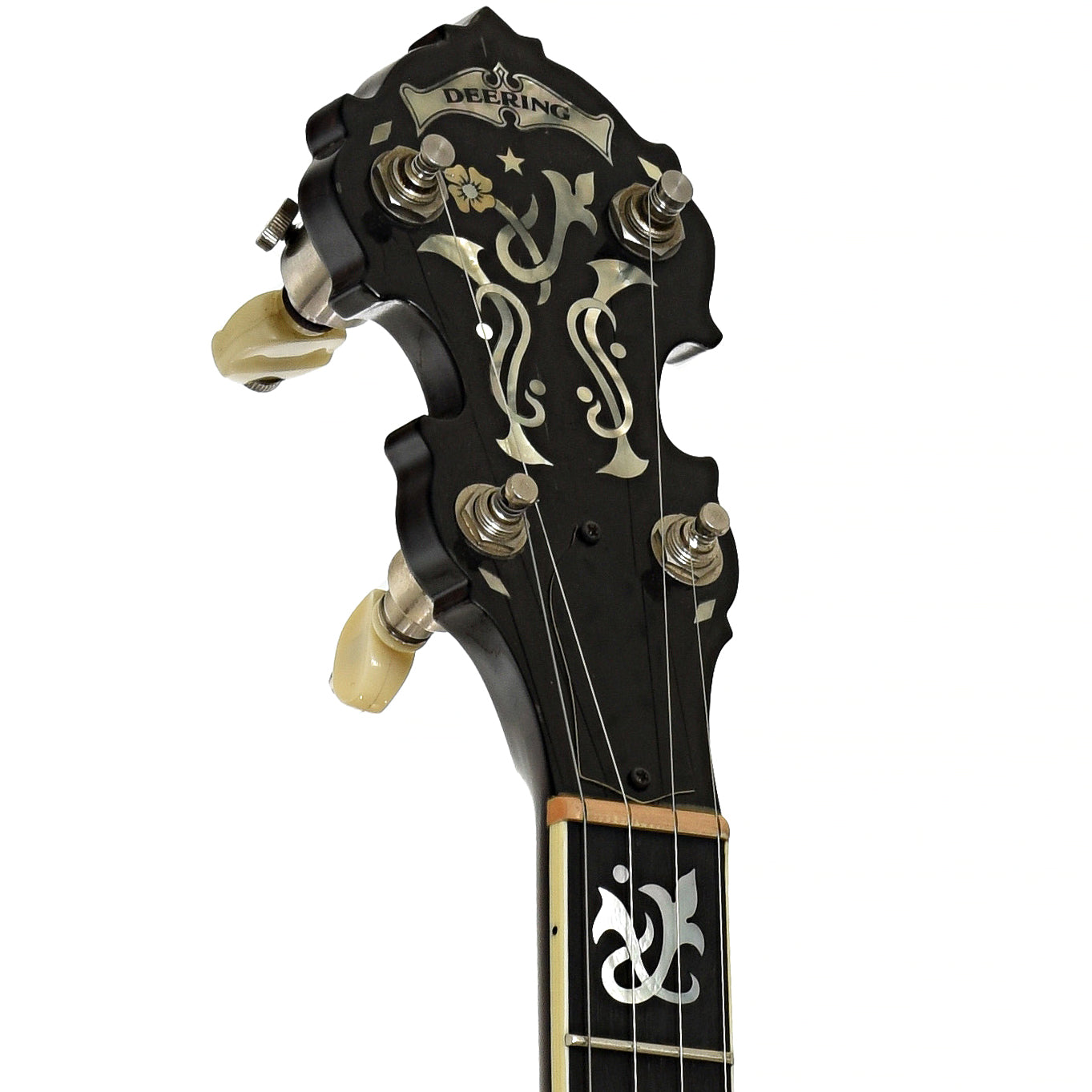 Headstock of Deering Tenbrooks Saratoga Star Resonator Banjo