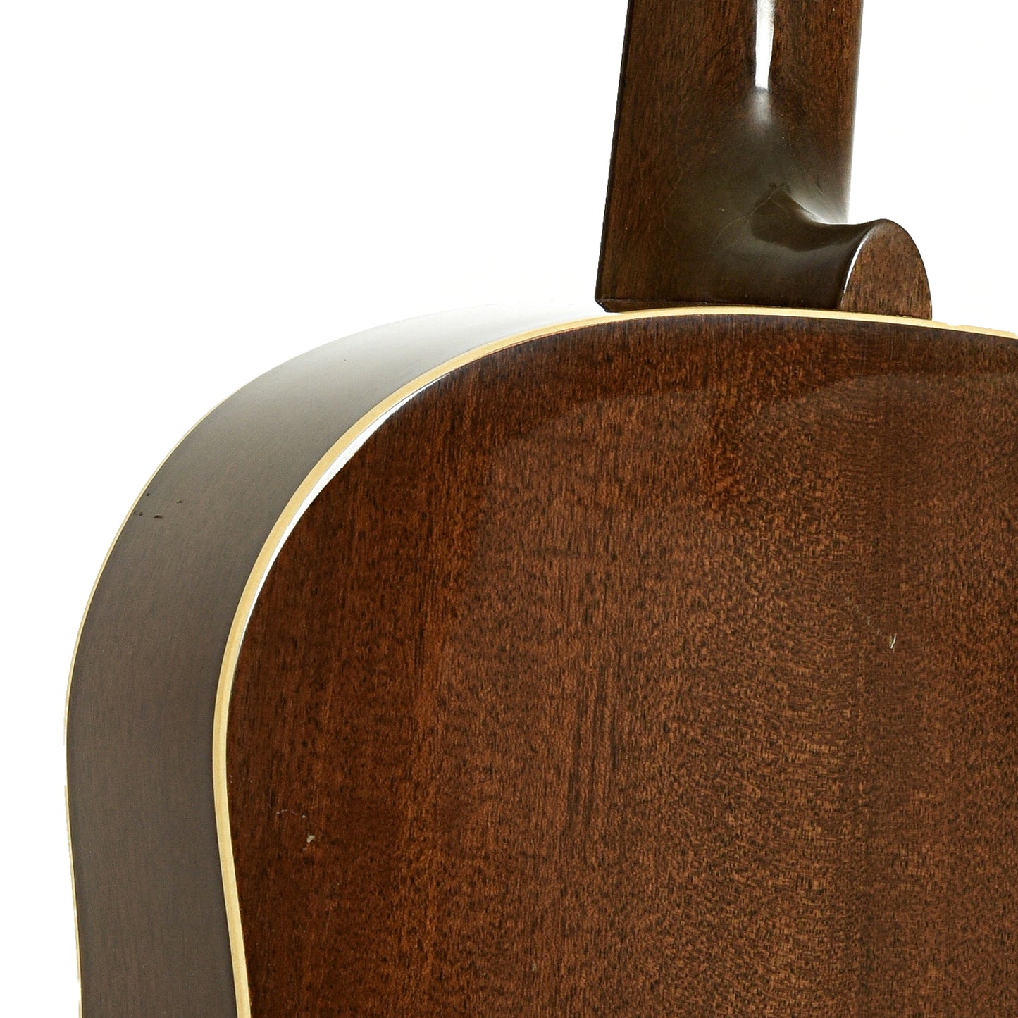 Neck joint of Pre-War Guitars Co. Slope Shoulder Dreadnought Acoustic Guitar, Shadetop, Level 1.5 Aging