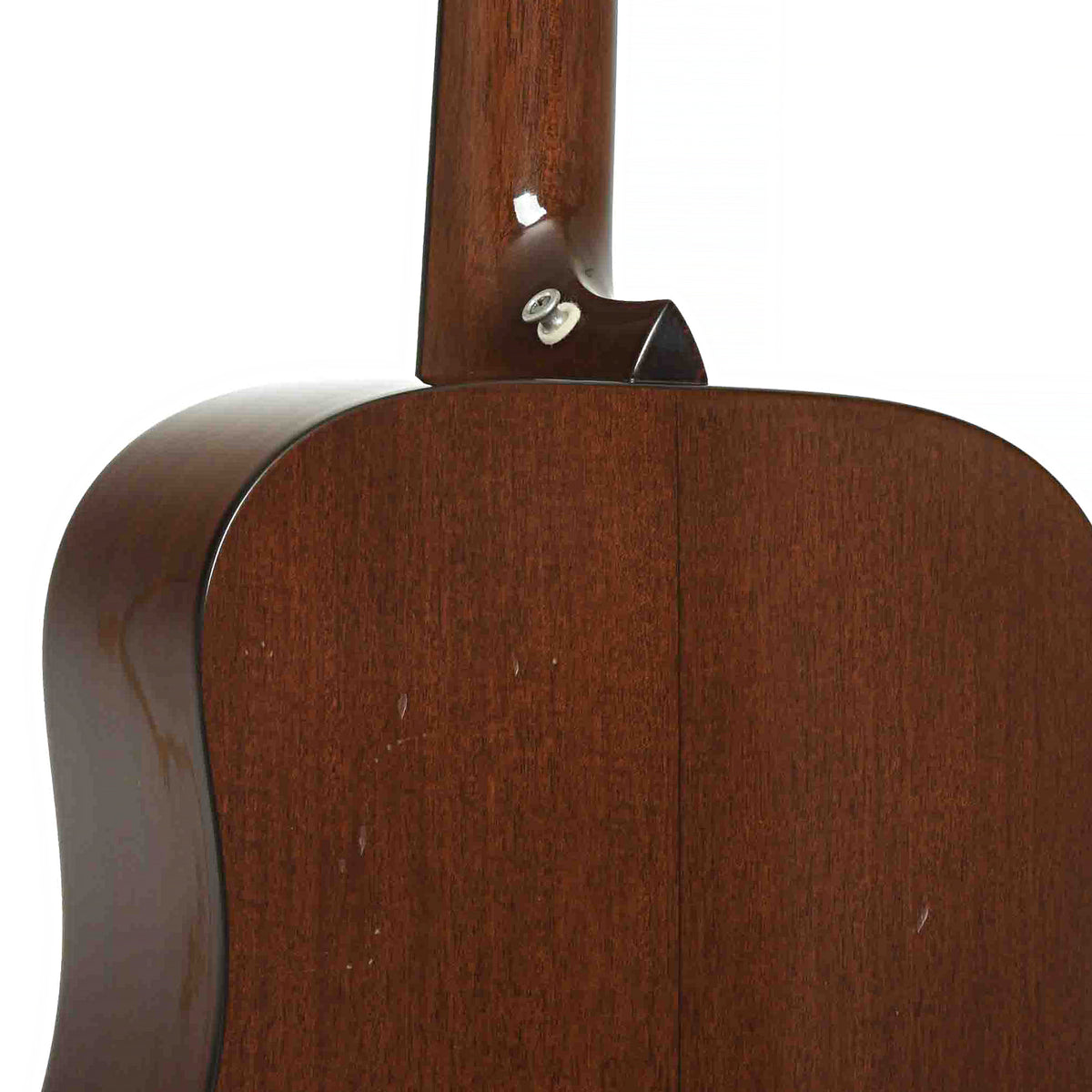 Heel of Pre-war Guitars Co. Dreadnought Mahogany Acoustic Guitar & Case, Level 1 Shade Top