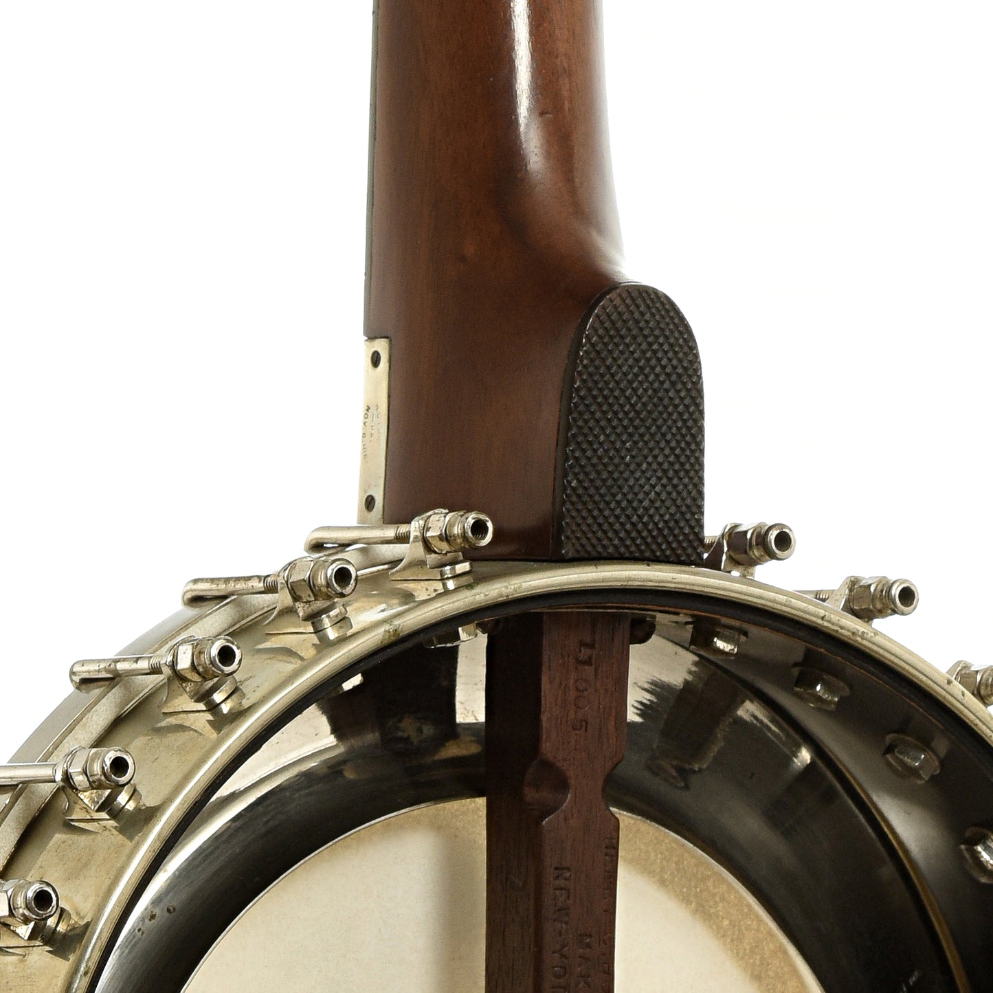 Neck joint of H.C. Dobson Openback Banjo