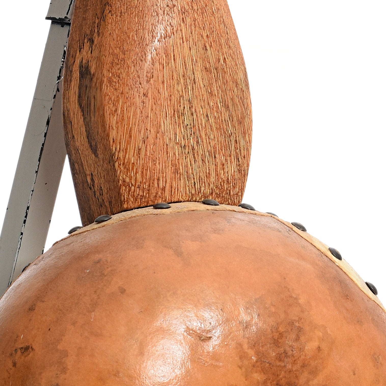 Neck joint of Menzies Fretless 4-String Gourd Banjo #509