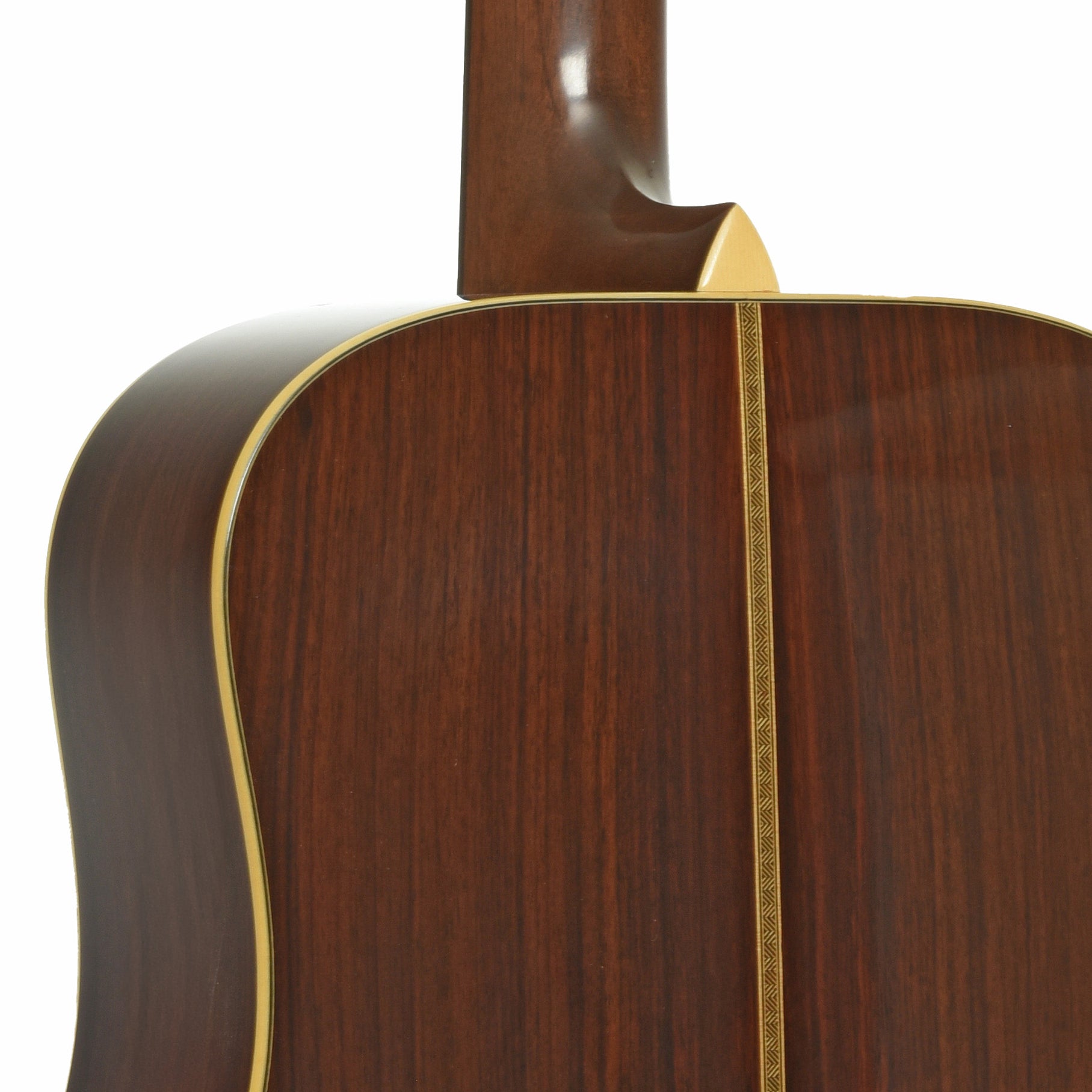 Neck joint of Pre-War Guitars Co. Herringbone Dreadnought East Indian Rosewood Acoustic Guitar, Level 1 Aging