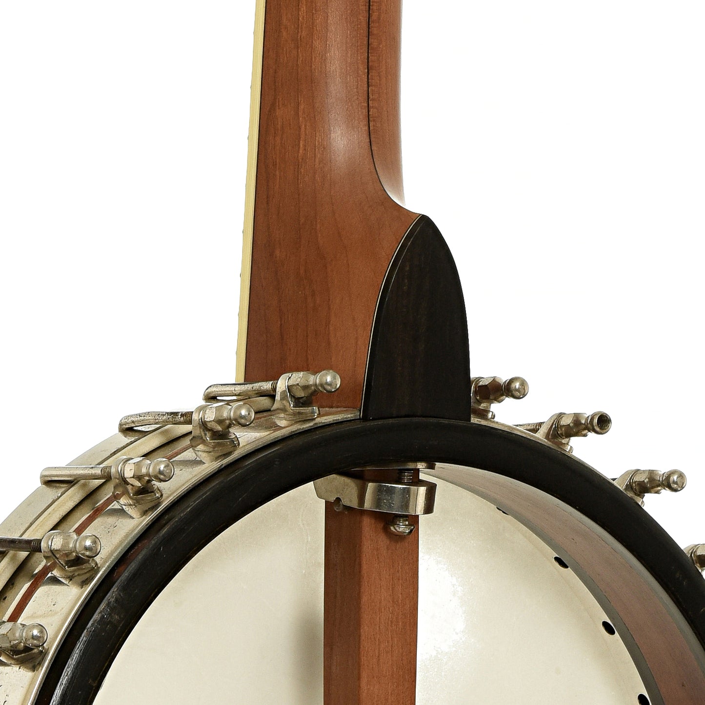 Neck joint of R.M. Anderson Vega Tubaphone Conversion Banjo