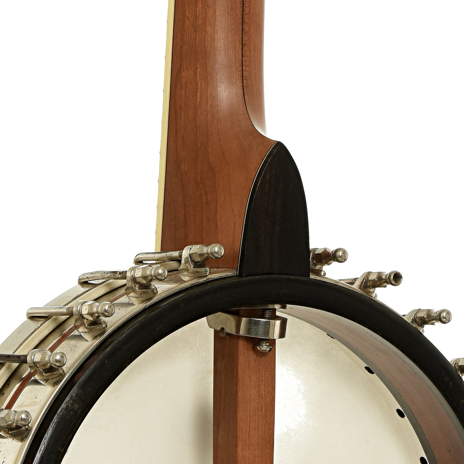 Neck joint of R.M. Anderson Vega Tubaphone Conversion Banjo